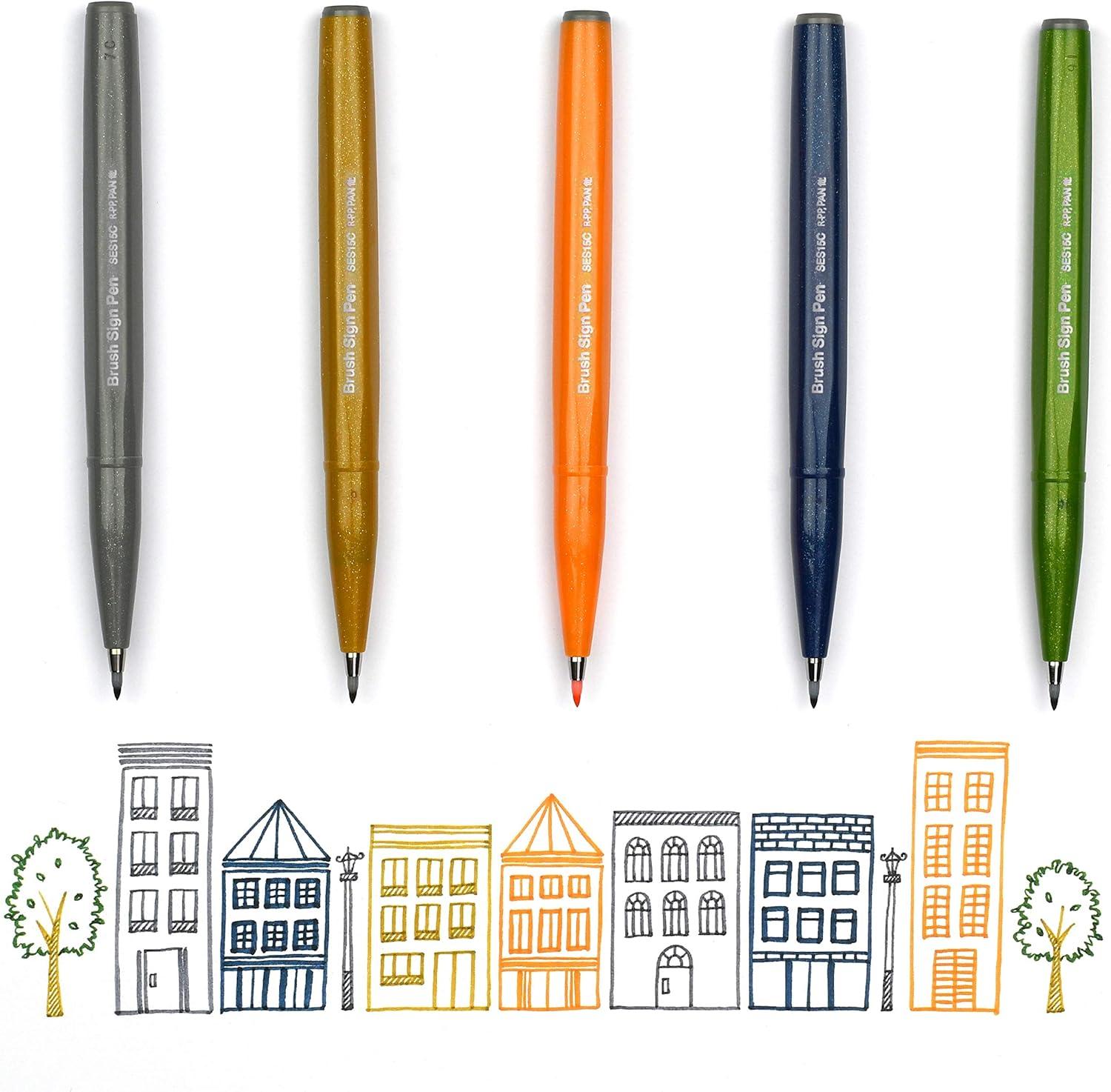 image:imagePentel Arts Sign Pen Brush Pale Blue Ink Box of 12 PensBurgundy