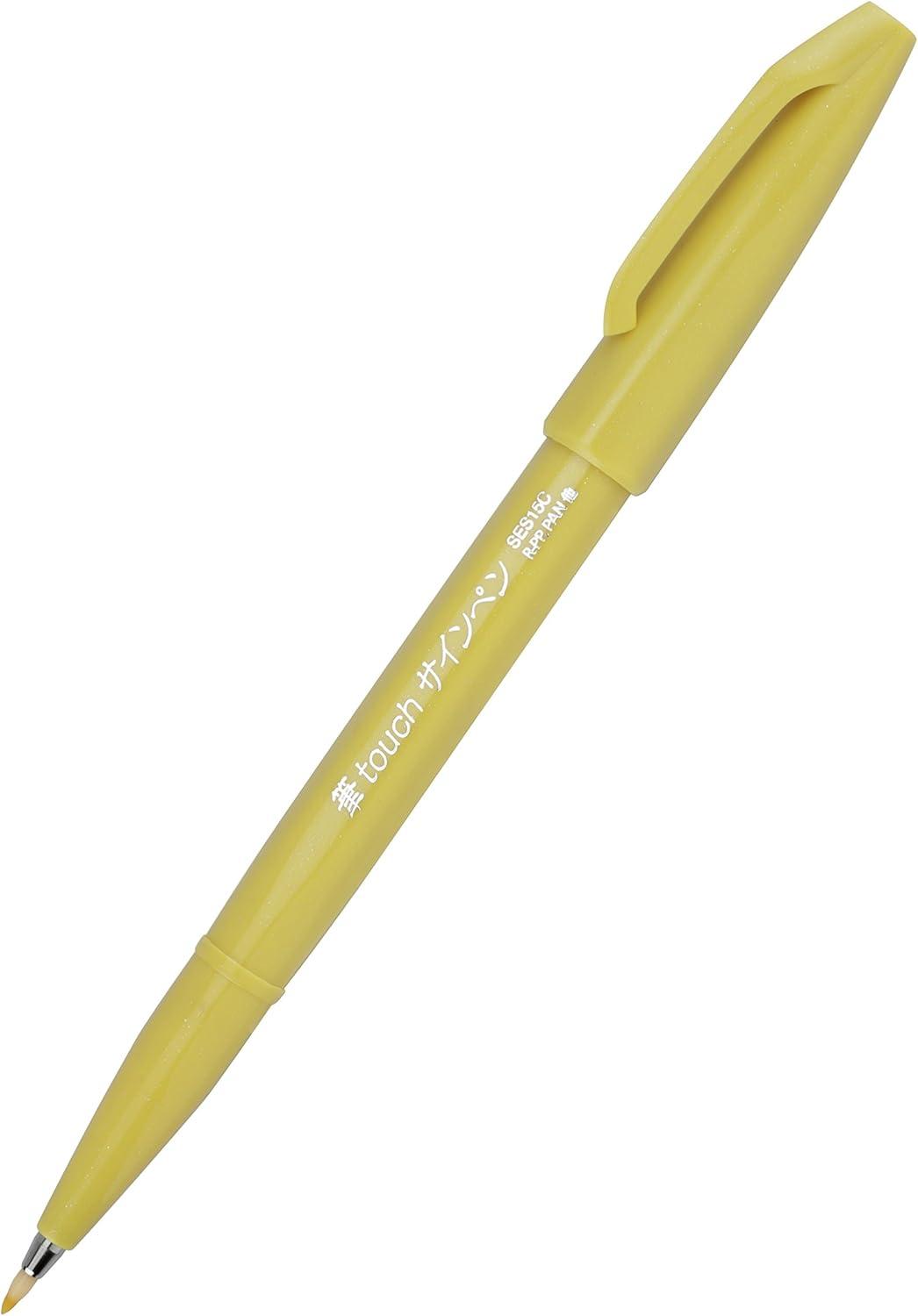 image:imagePentel Arts Sign Pen Brush Pale Blue Ink Box of 12 PensYellow
