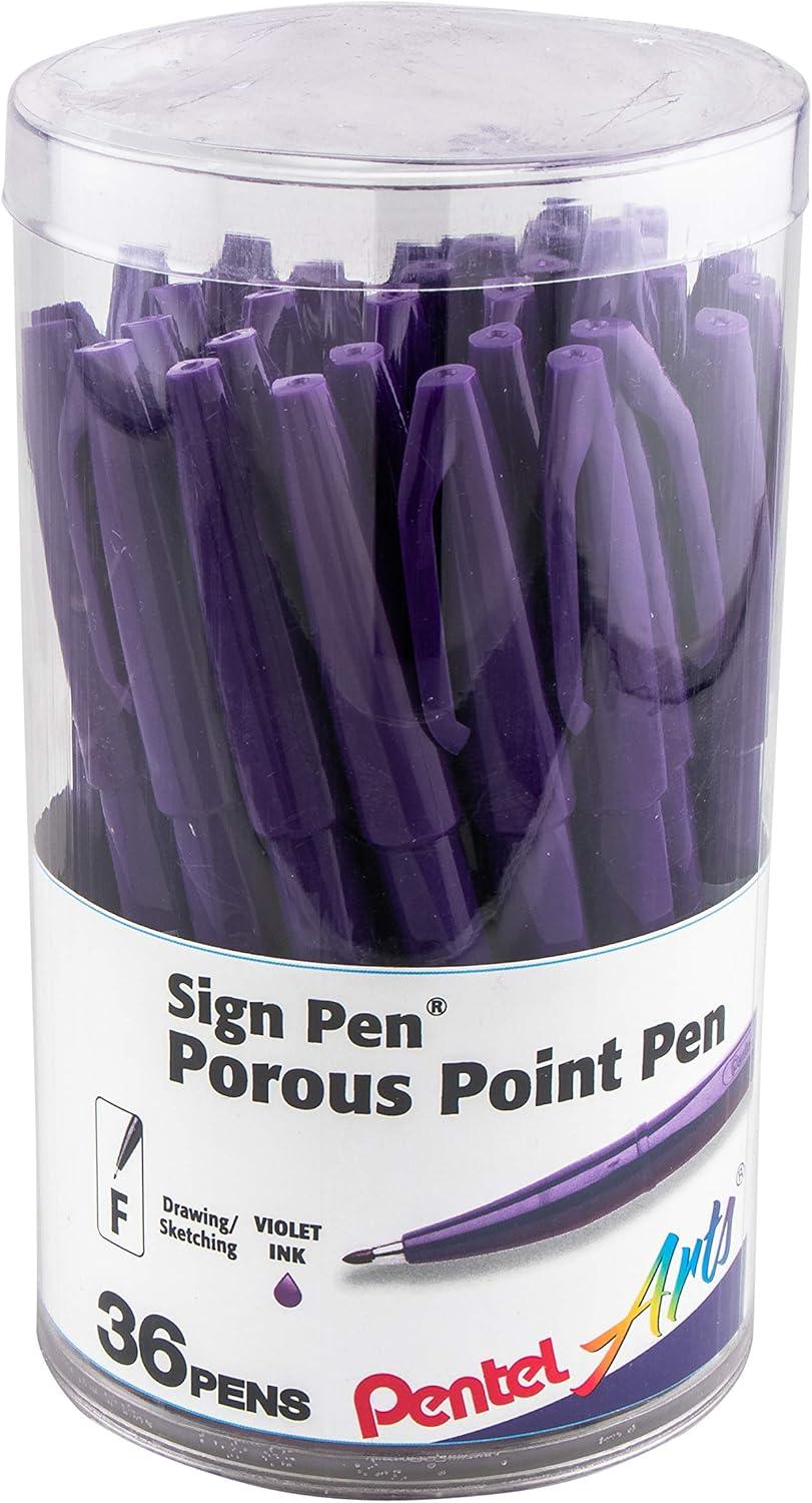 image:imagePentel Arts Sign Pen Fibertipped Black Ink 36pk Canister S520PC36AViolet