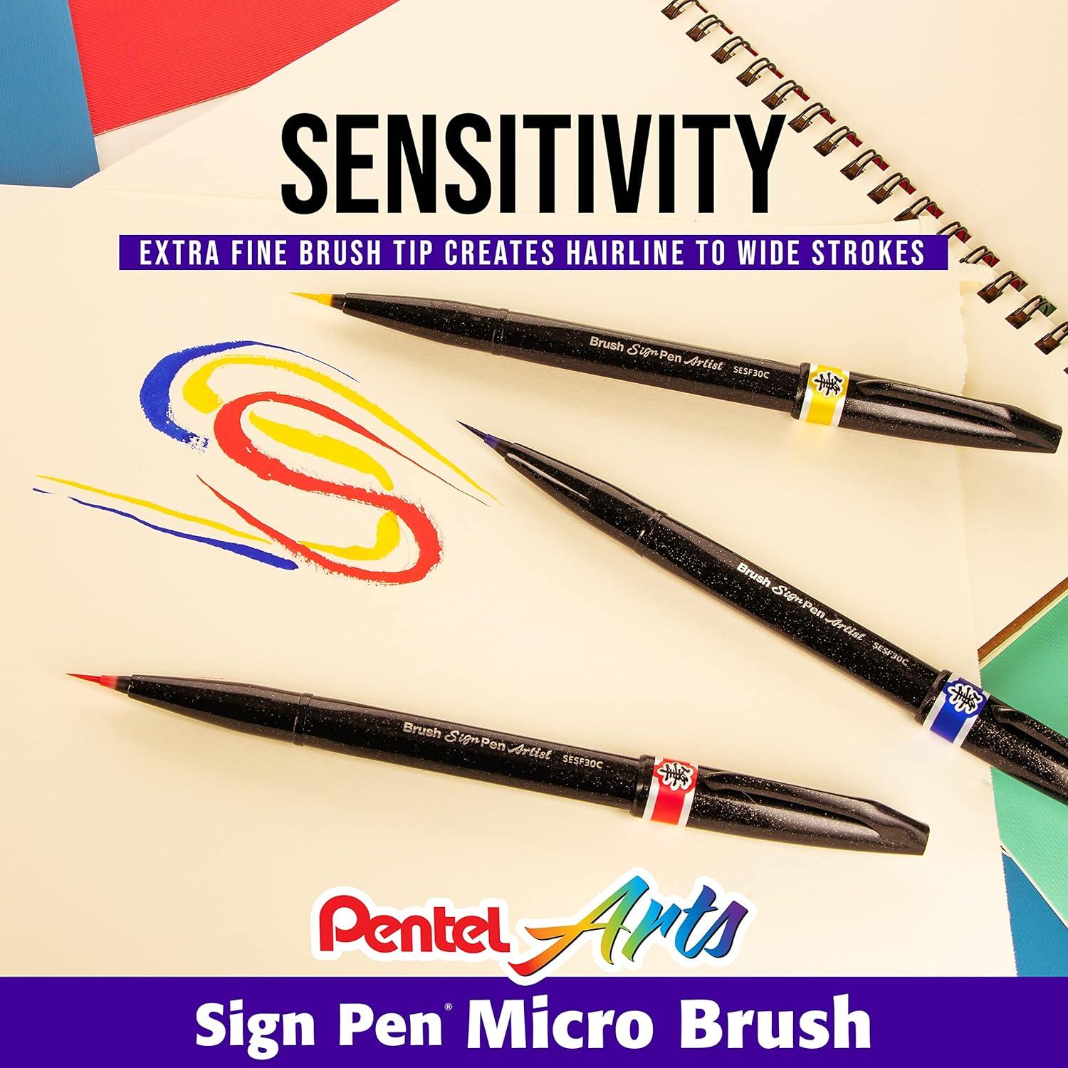 image:imagePentel Arts Sign Pen Micro Brush Assorted Ink FNPSVY 6pk SESF30BP6M112 Count Pack of 1