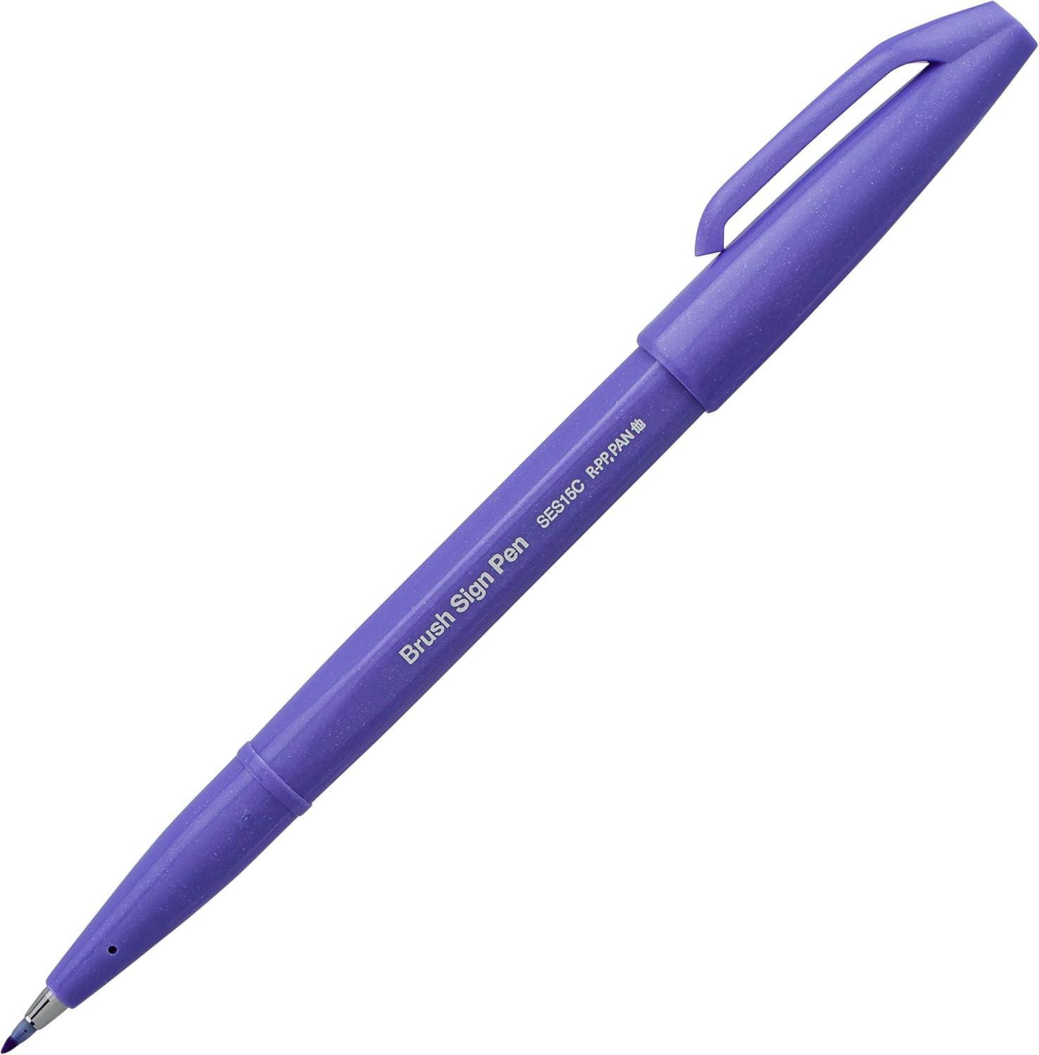 image:imagePentel Arts Sign Pen Touch Fude Brush Tip Blue Ink Box of 12 SES15CCBlue Violet