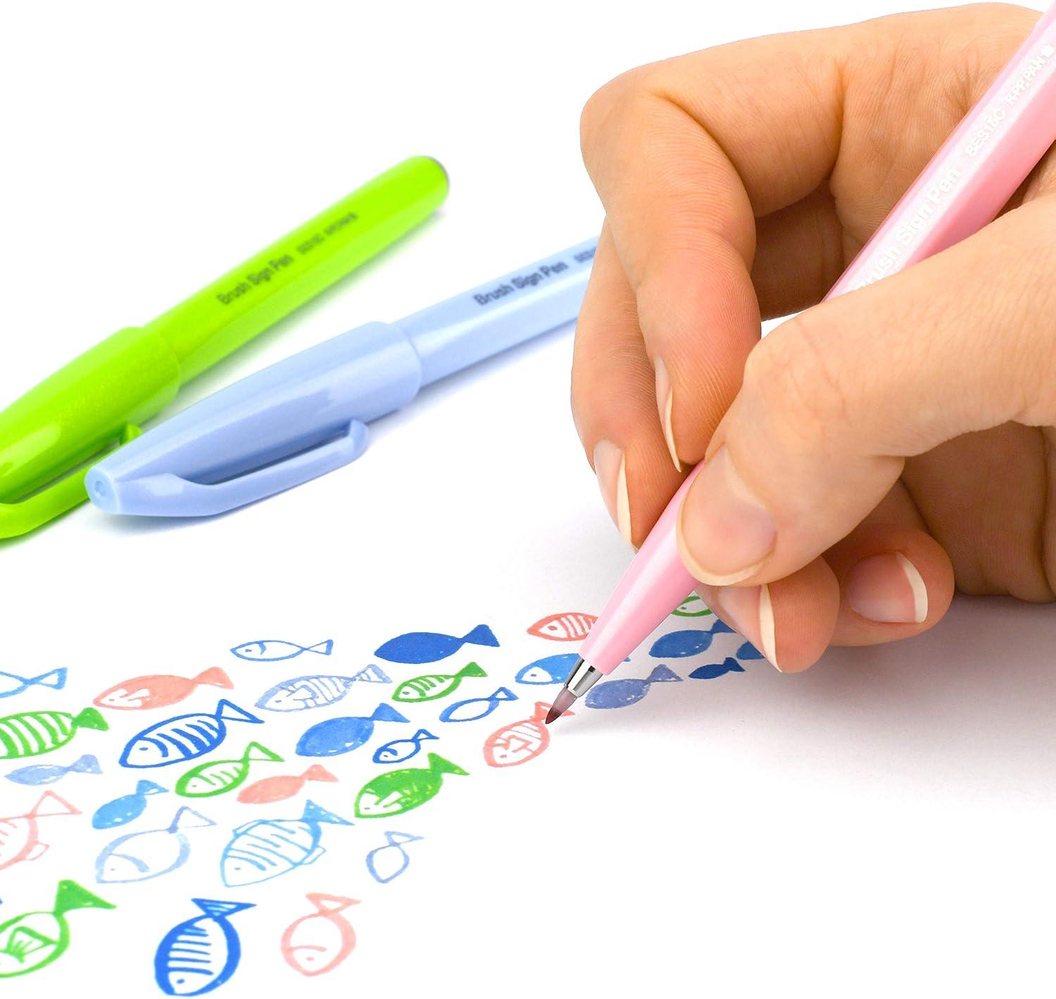 image:imagePentel Arts Sign Pen Touch Fude Brush Tip Blue Ink Box of 12 SES15CCGray Blue