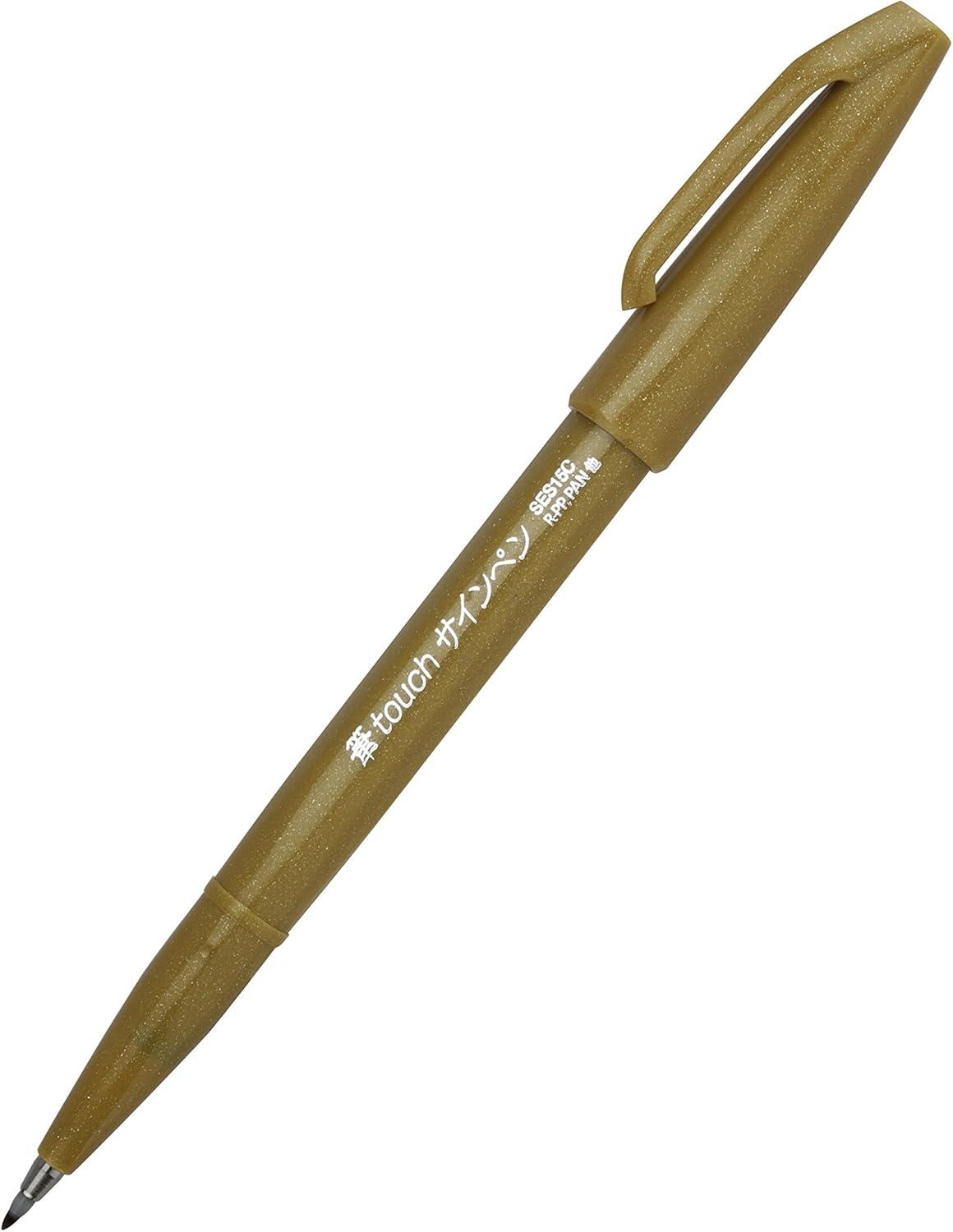 image:imagePentel Arts Sign Pen Touch Fude Brush Tip Blue Ink Box of 12 SES15CCOchre