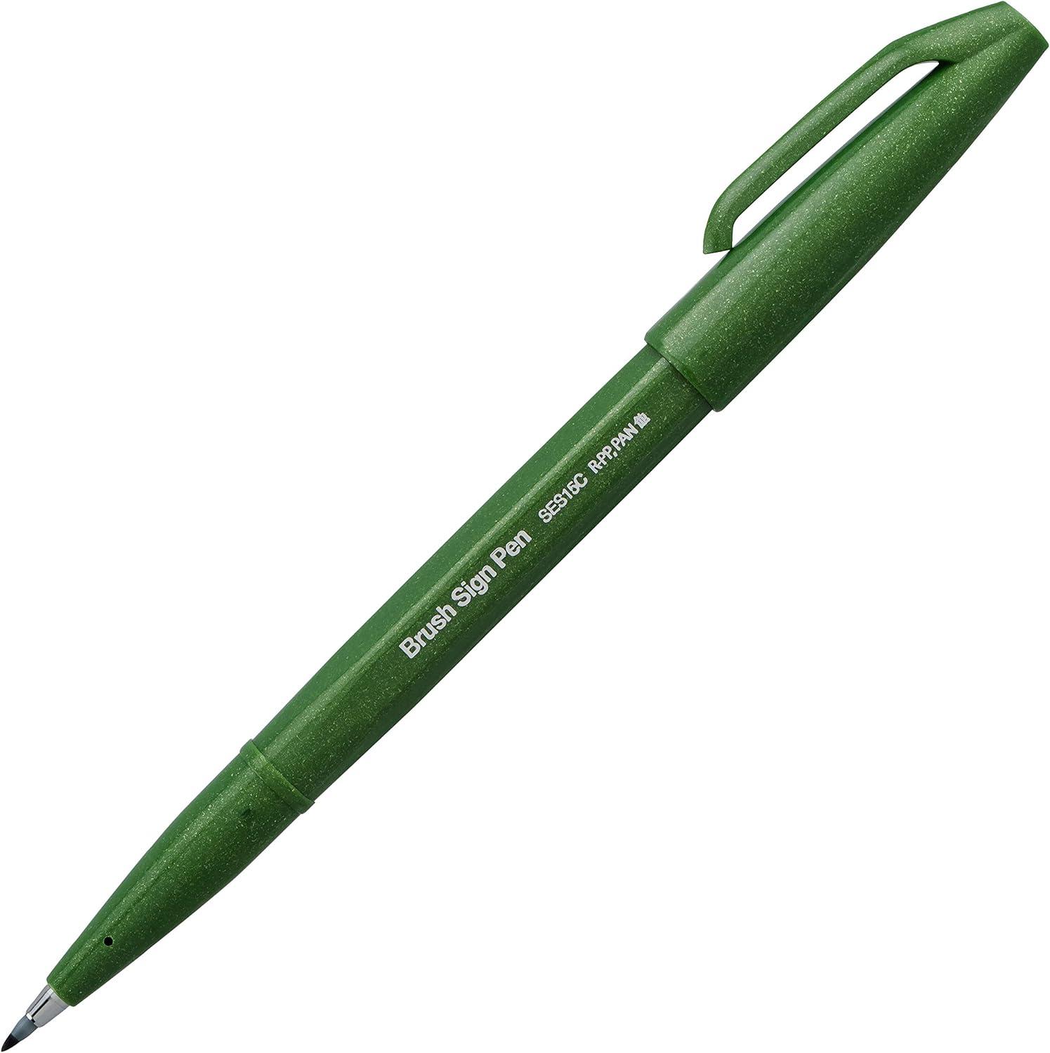 image:imagePentel Arts Sign Pen Touch Fude Brush Tip Blue Ink Box of 12 SES15CCOlive Green