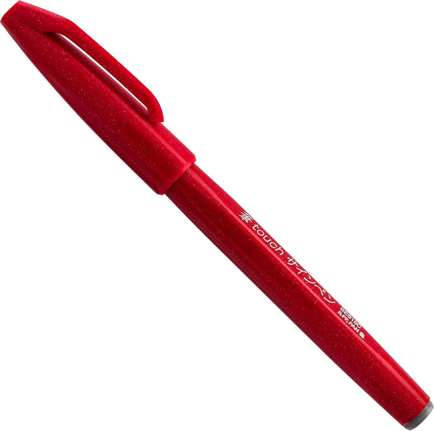 image:imagePentel Arts Sign Pen Touch Fude Brush Tip Blue Ink Box of 12 SES15CCRed