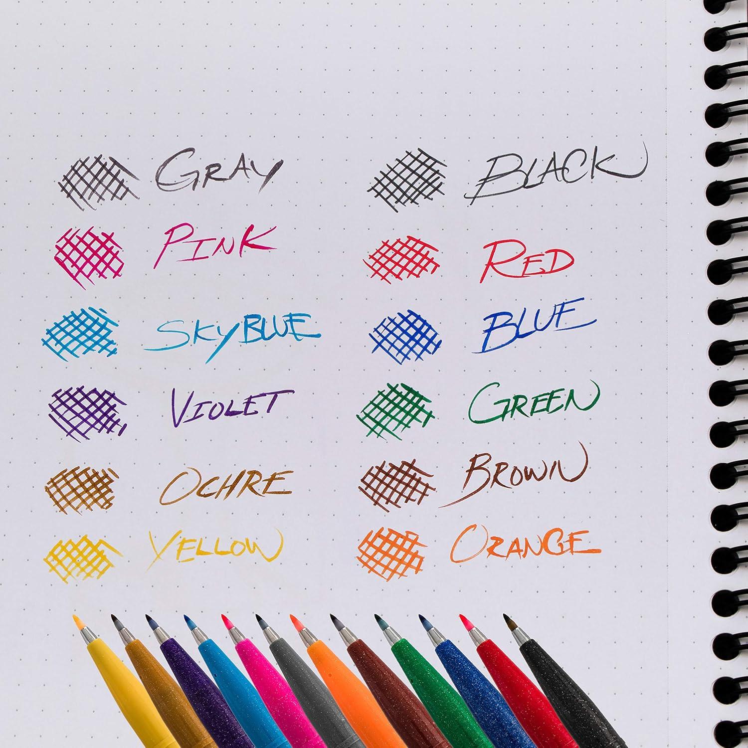 image:imagePentel Arts Sign Pen Touch Fude Brush Tip Blue Ink Box of 12 SES15CCRed