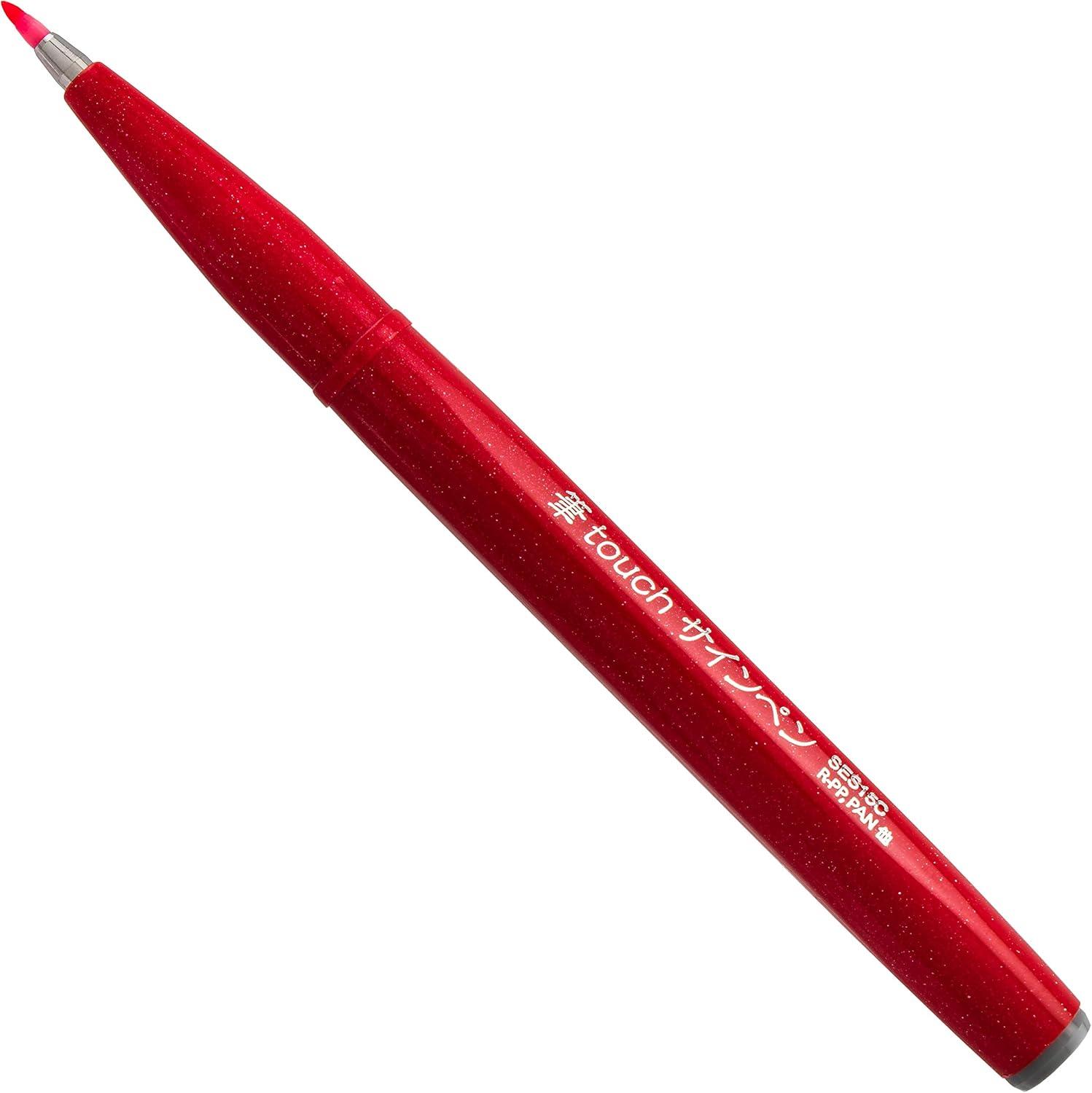 image:imagePentel Arts Sign Pen Touch Fude Brush Tip Blue Ink Box of 12 SES15CCRed