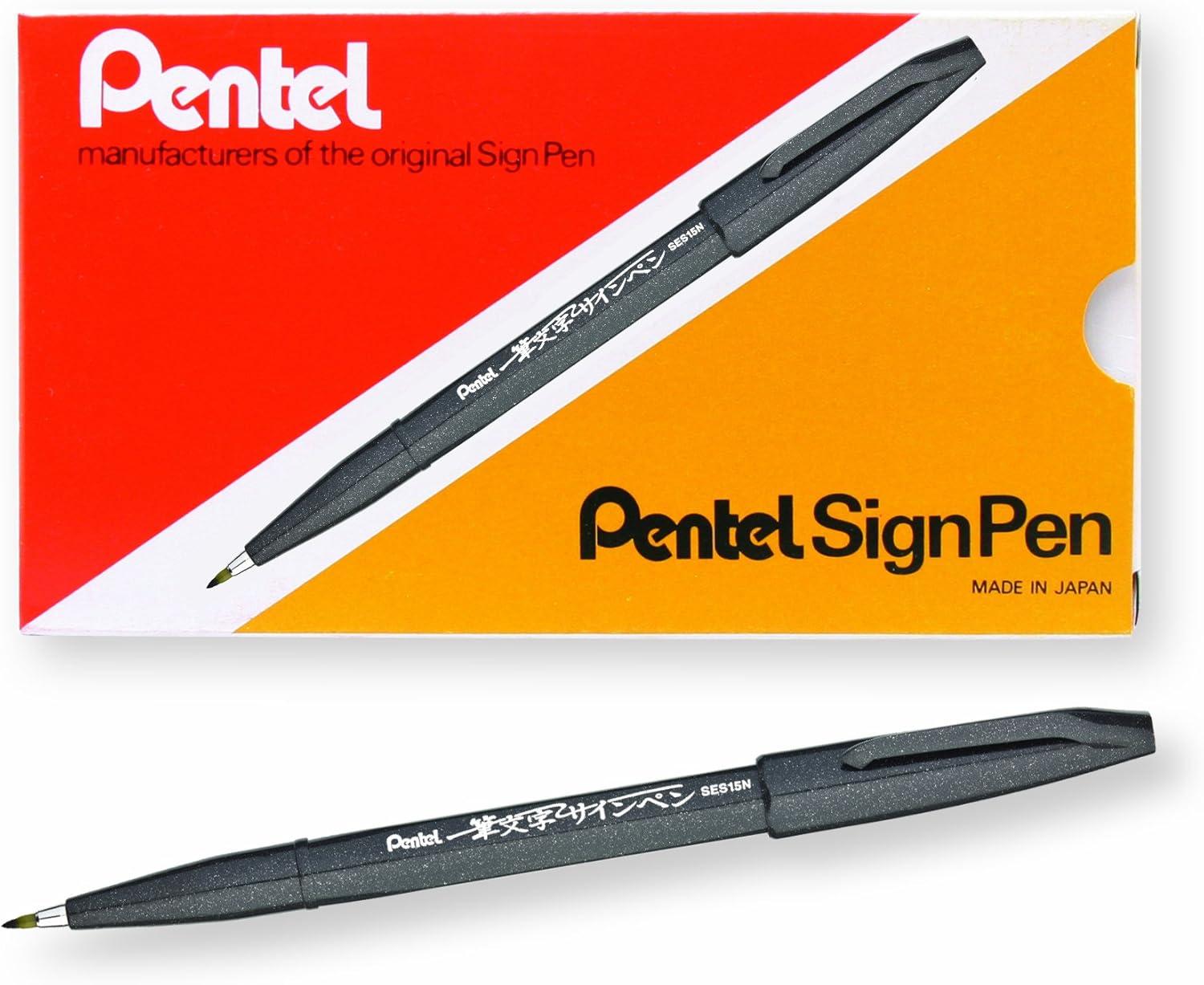 image:imagePentel Arts Sign Pen Touch Fude Brush Tip GoldSilver Pack of 2 SES15CBPXZBlack