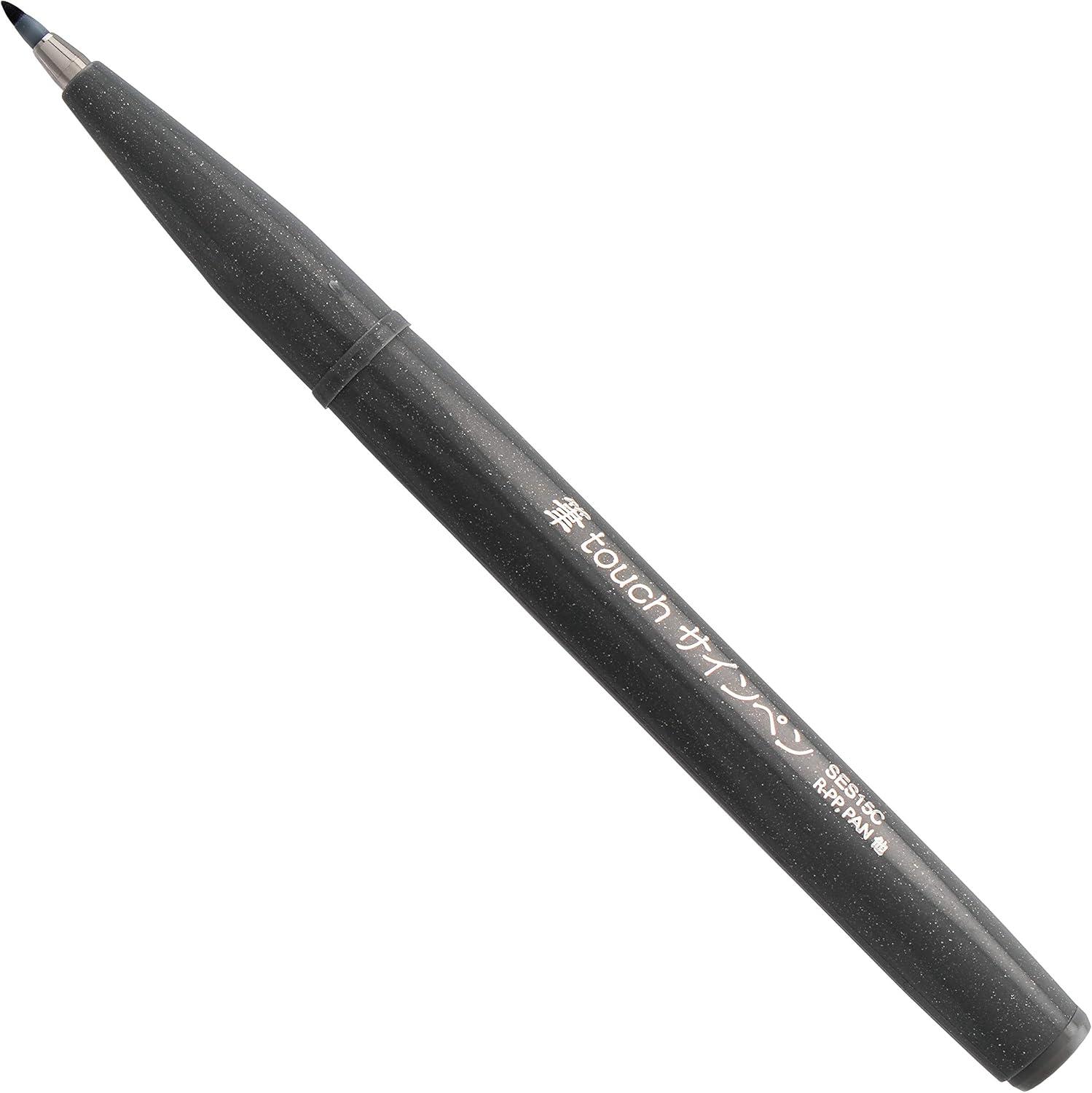 image:imagePentel Arts Sign Pen Touch Fude Brush Tip GoldSilver Pack of 2 SES15CBPXZBlackGreySepia