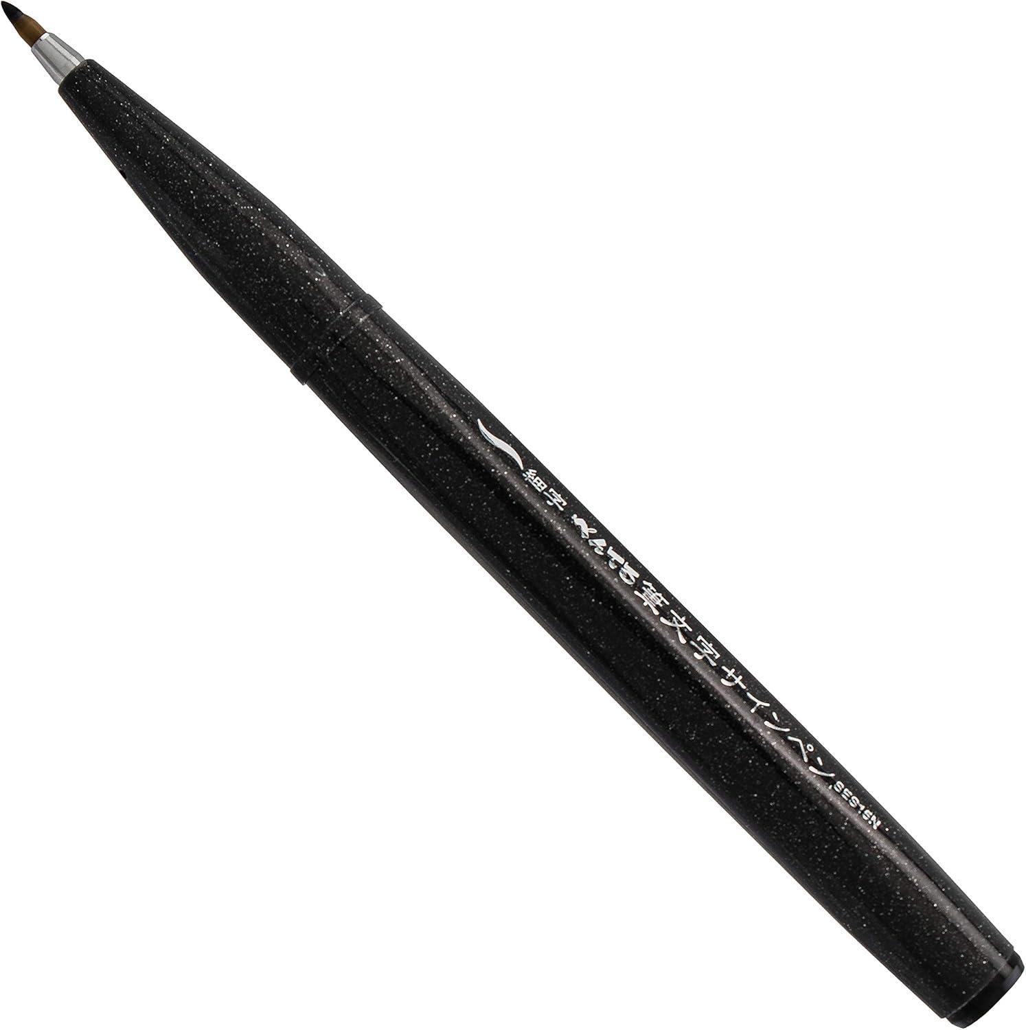 image:imagePentel Arts Sign Pen Touch Fude Brush Tip GoldSilver Pack of 2 SES15CBPXZBlackGreySepia