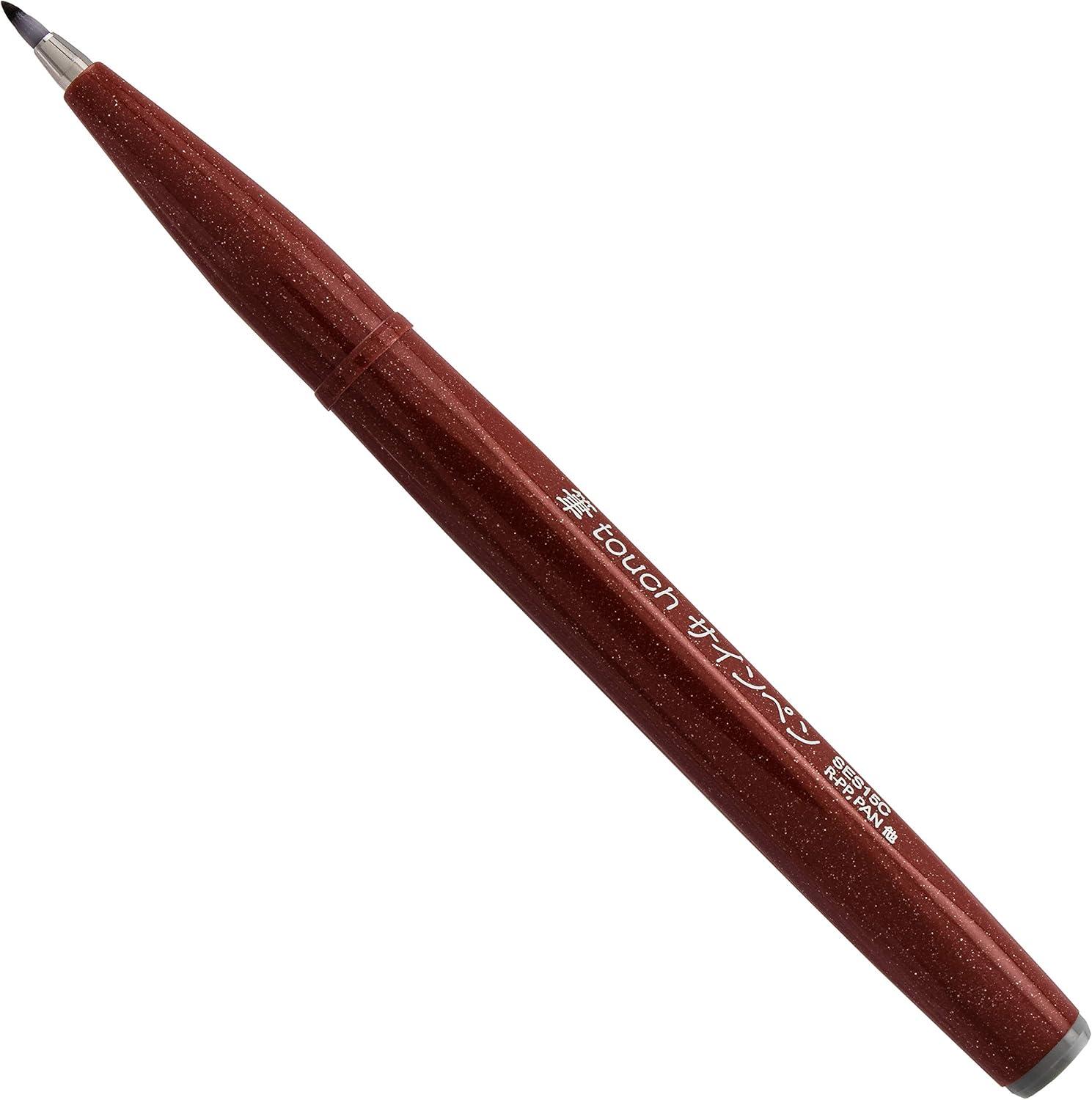 image:imagePentel Arts Sign Pen Touch Fude Brush Tip GoldSilver Pack of 2 SES15CBPXZBlackGreySepia