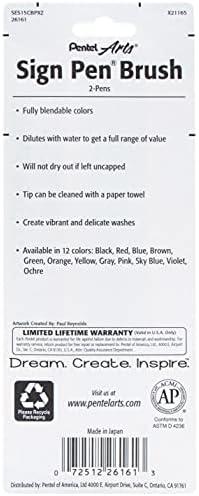 image:imagePentel Arts Sign Pen Touch Fude Brush Tip GoldSilver Pack of 2 SES15CBPXZGoldSilver
