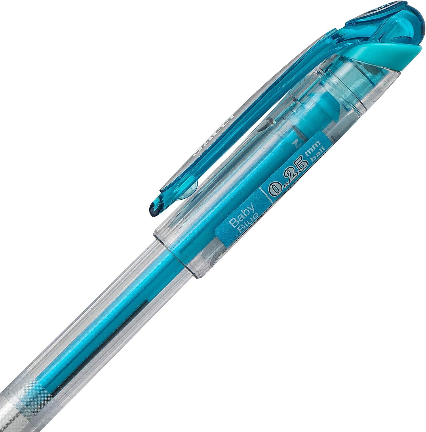 image:imagePentel Arts Slicci 025 mm Extra Fine Gel Pen Baby Blue Ink Box of 12 BG202S2