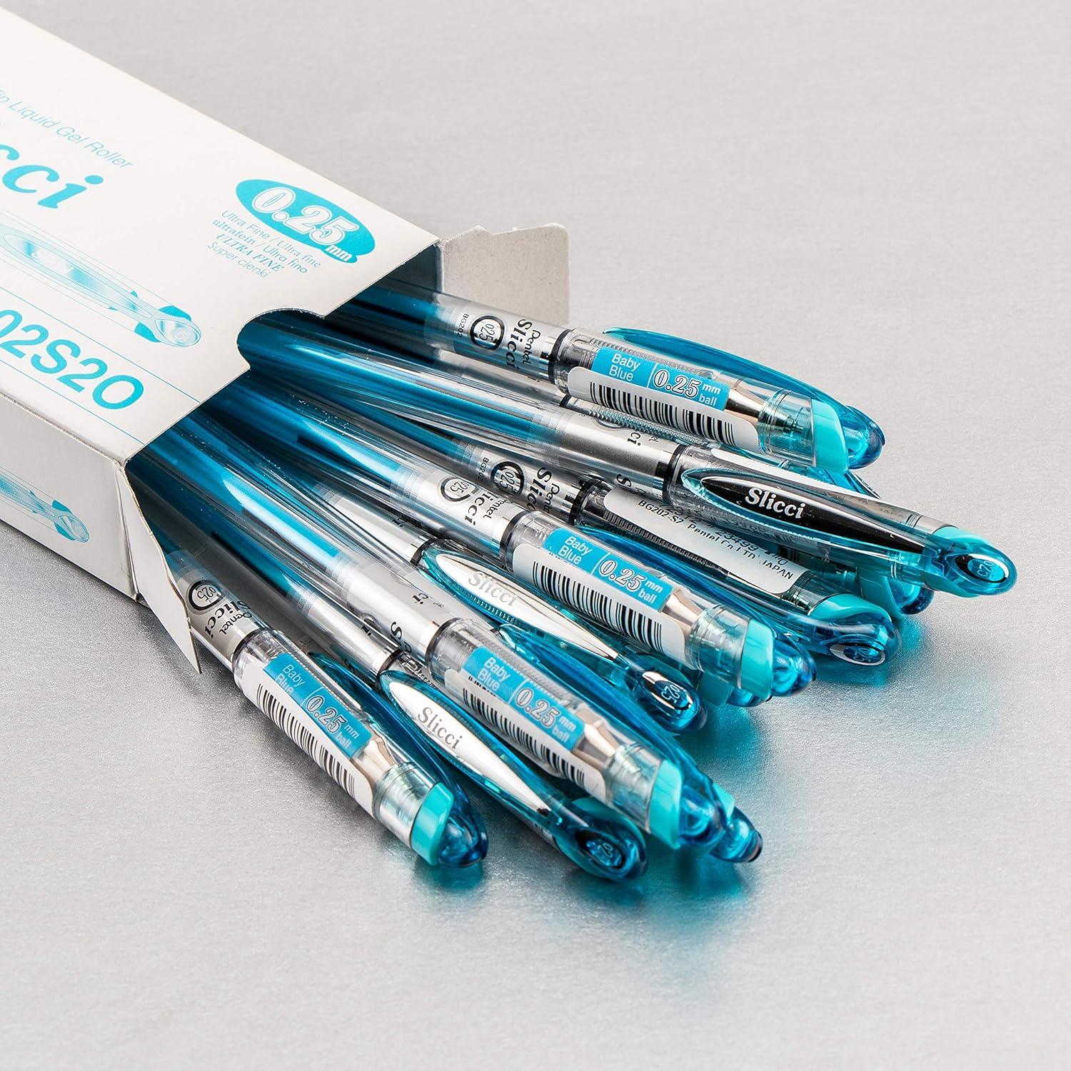 image:imagePentel Arts Slicci 025 mm Extra Fine Gel Pen Baby Blue Ink Box of 12 BG202S2
