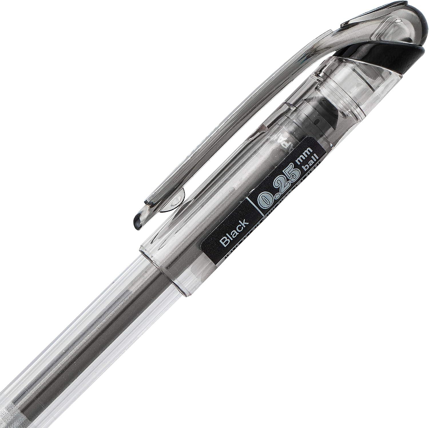 image:imagePentel Arts Slicci 08mm Needle Tip Medium Gel Pen Silver Metallic Ink BG208Z 12 PackBlack