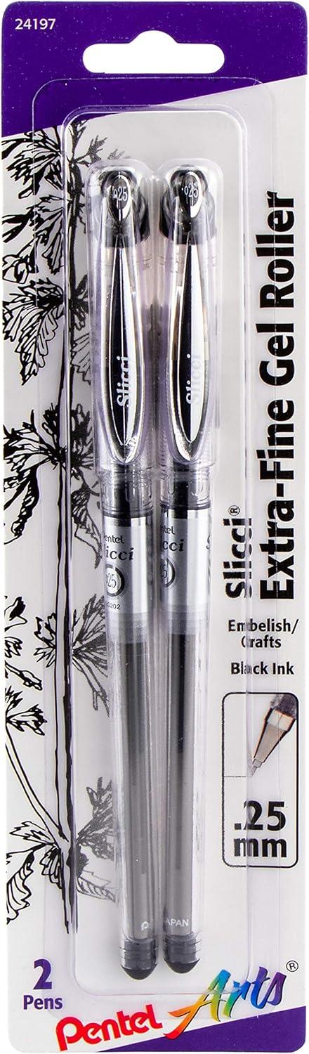 image:imagePentel Arts Slicci 08mm Needle Tip Medium Gel Pen Silver Metallic Ink BG208Z 12 PackBlack