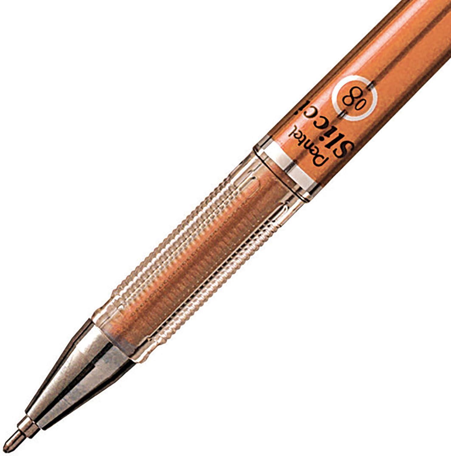 image:imagePentel Arts Slicci 08mm Needle Tip Medium Gel Pen Silver Metallic Ink BG208Z 12 PackBronze