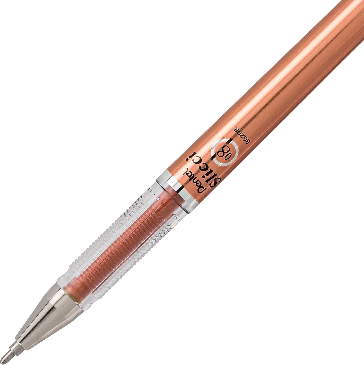 image:imagePentel Arts Slicci 08mm Needle Tip Medium Gel Pen Silver Metallic Ink BG208Z 12 PackBronze