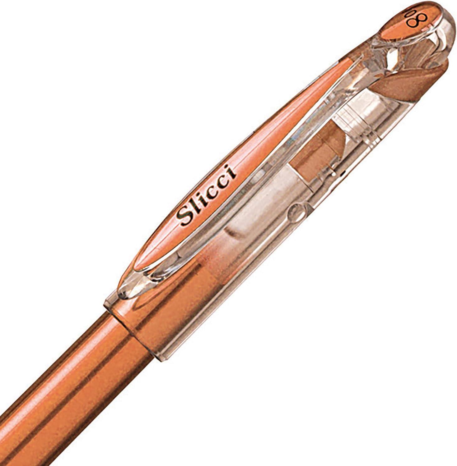 image:imagePentel Arts Slicci 08mm Needle Tip Medium Gel Pen Silver Metallic Ink BG208Z 12 PackBronze