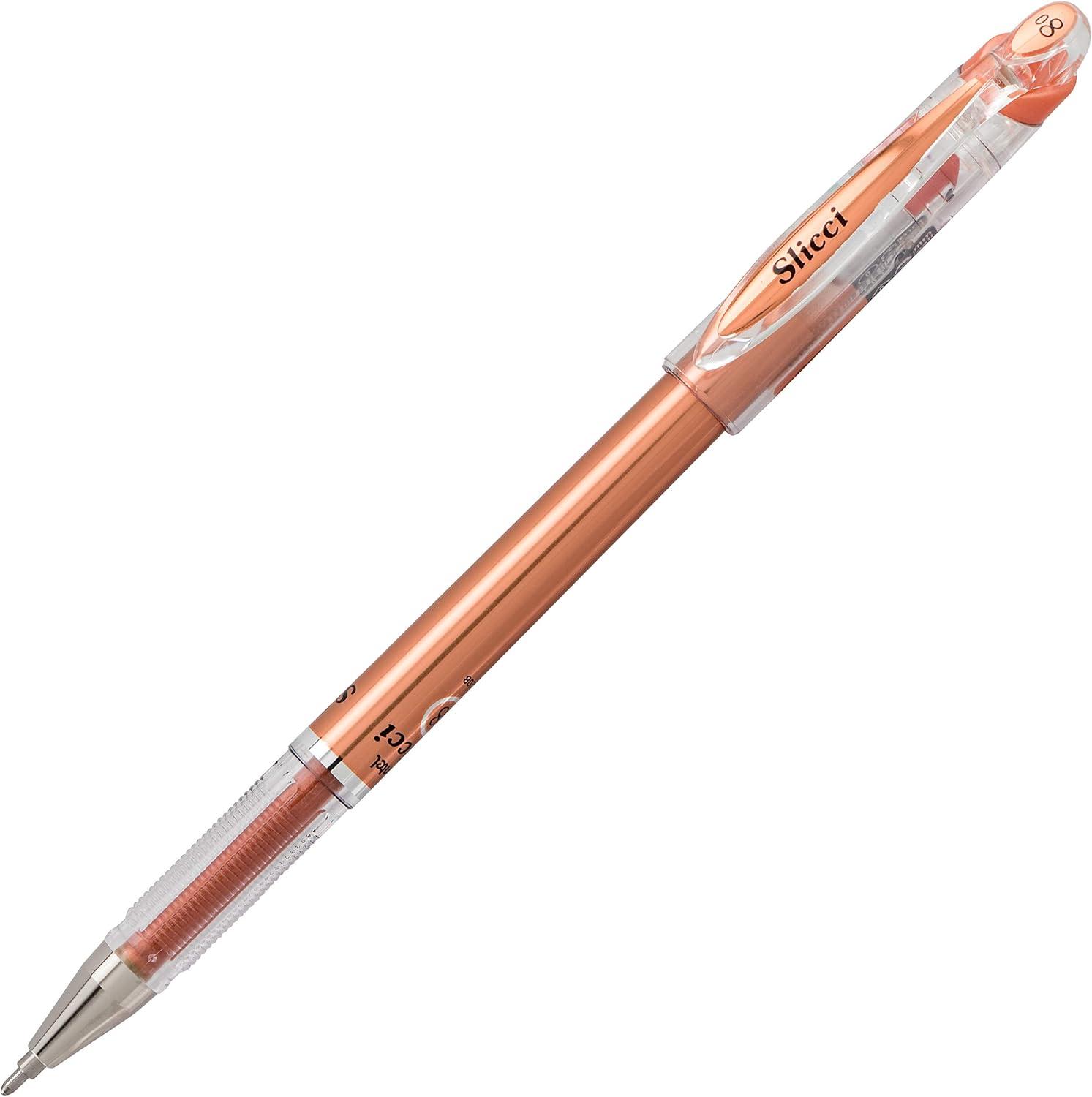 image:imagePentel Arts Slicci 08mm Needle Tip Medium Gel Pen Silver Metallic Ink BG208Z 12 PackBronze