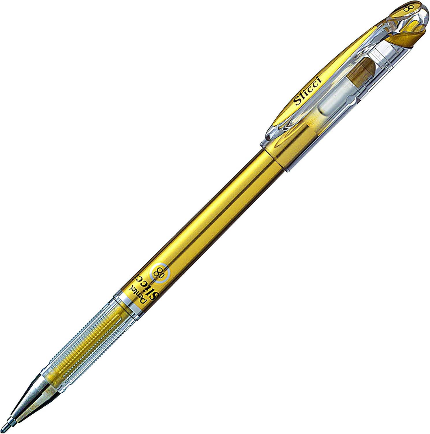 image:imagePentel Arts Slicci 08mm Needle Tip Medium Gel Pen Silver Metallic Ink BG208Z 12 PackGold