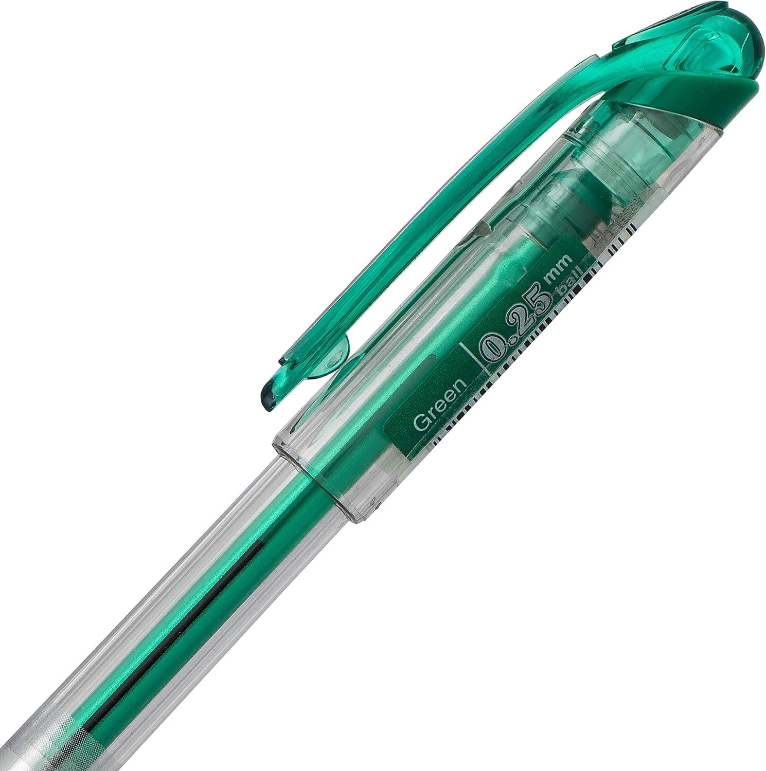 image:imagePentel Arts Slicci 08mm Needle Tip Medium Gel Pen Silver Metallic Ink BG208Z 12 PackGreen