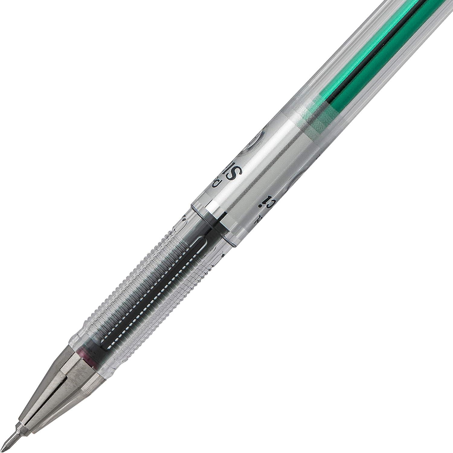 image:imagePentel Arts Slicci 08mm Needle Tip Medium Gel Pen Silver Metallic Ink BG208Z 12 PackGreen