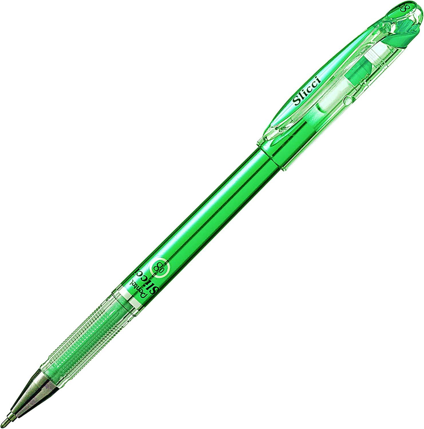 image:imagePentel Arts Slicci 08mm Needle Tip Medium Gel Pen Silver Metallic Ink BG208Z 12 PackGreen