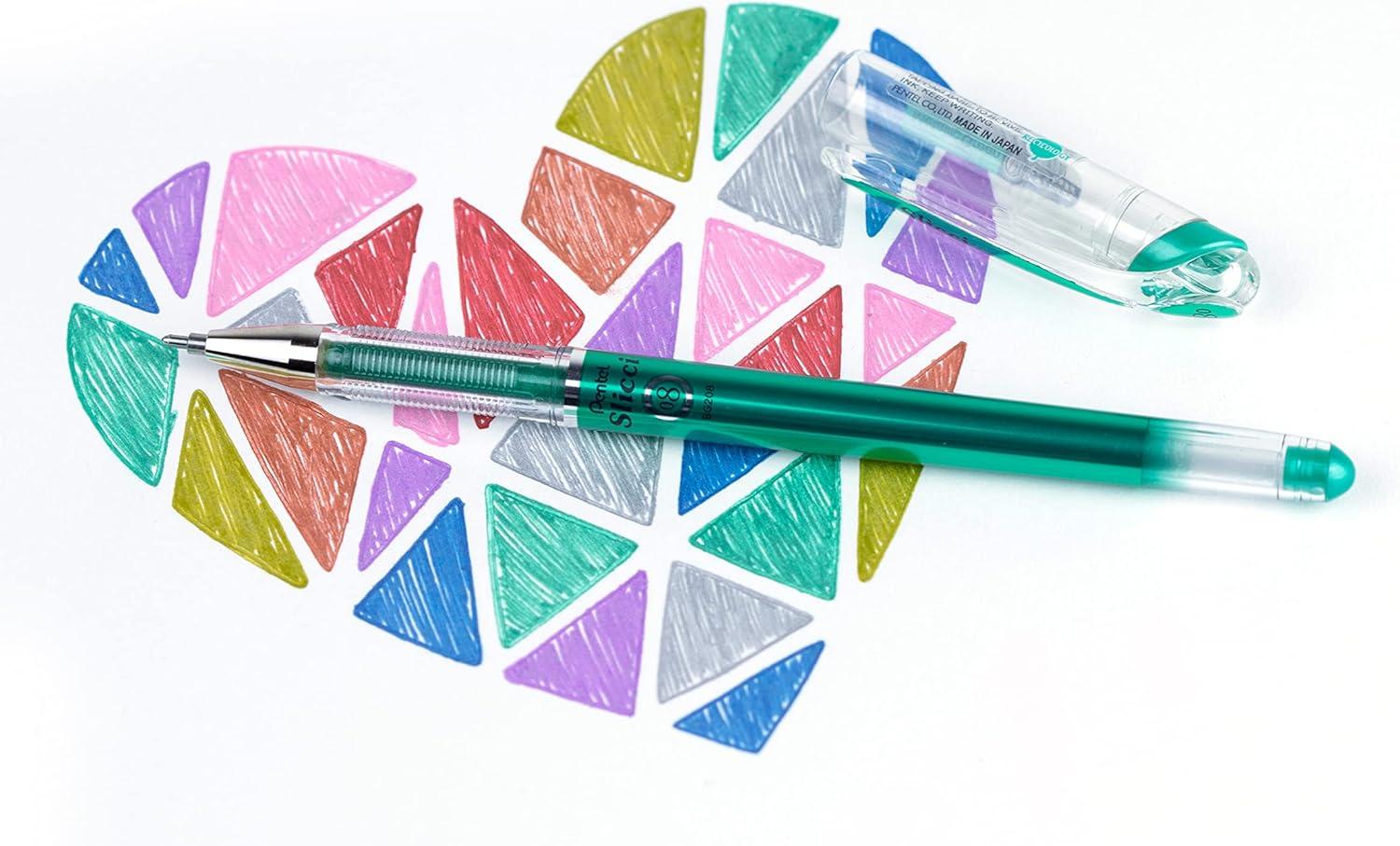 image:imagePentel Arts Slicci 08mm Needle Tip Medium Gel Pen Silver Metallic Ink BG208Z 12 PackGreen