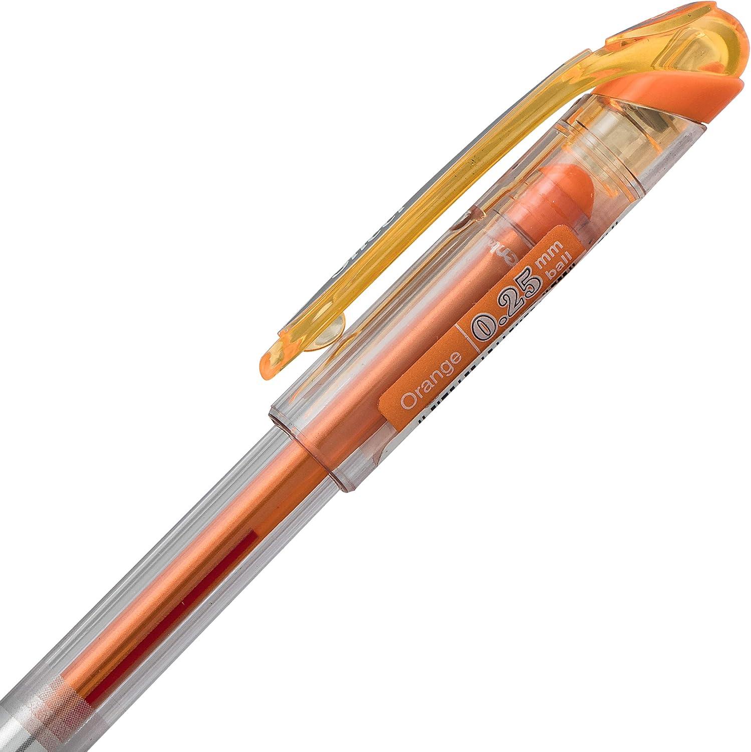 image:imagePentel Arts Slicci 08mm Needle Tip Medium Gel Pen Silver Metallic Ink BG208Z 12 PackOrange