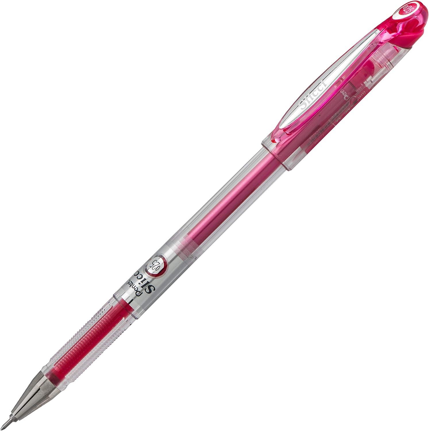 image:imagePentel Arts Slicci 08mm Needle Tip Medium Gel Pen Silver Metallic Ink BG208Z 12 PackPink
