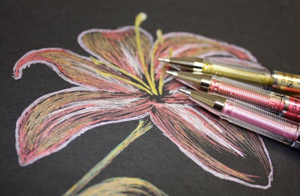 image:imagePentel Arts Slicci 08mm Needle Tip Medium Gel Pen Silver Metallic Ink BG208Z 12 PackPink