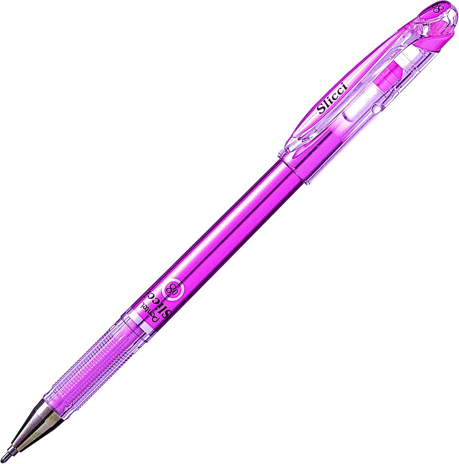 image:imagePentel Arts Slicci 08mm Needle Tip Medium Gel Pen Silver Metallic Ink BG208Z 12 PackPink