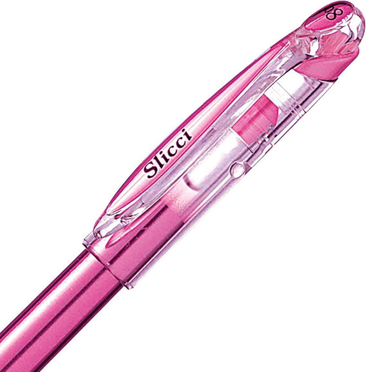 image:imagePentel Arts Slicci 08mm Needle Tip Medium Gel Pen Silver Metallic Ink BG208Z 12 PackPink