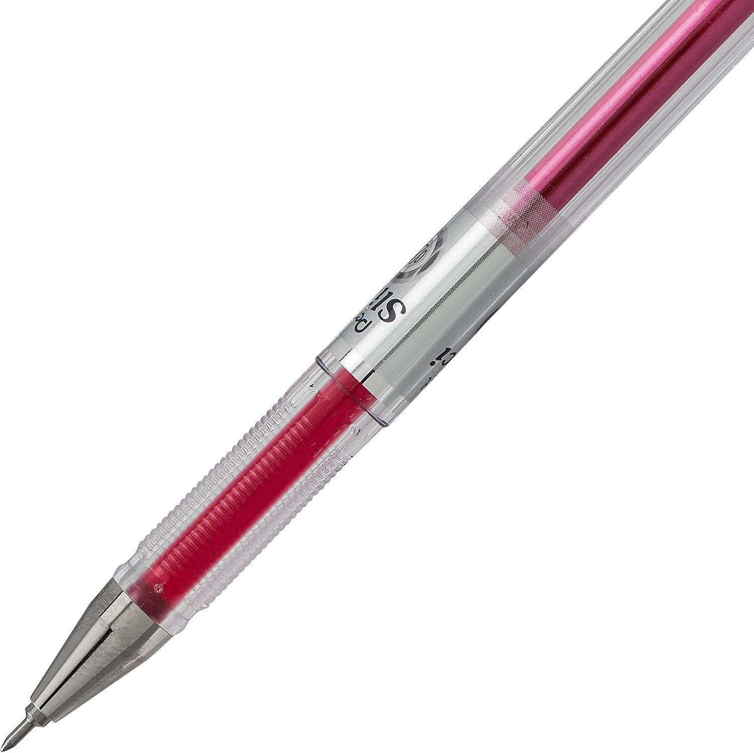 image:imagePentel Arts Slicci 08mm Needle Tip Medium Gel Pen Silver Metallic Ink BG208Z 12 PackPink