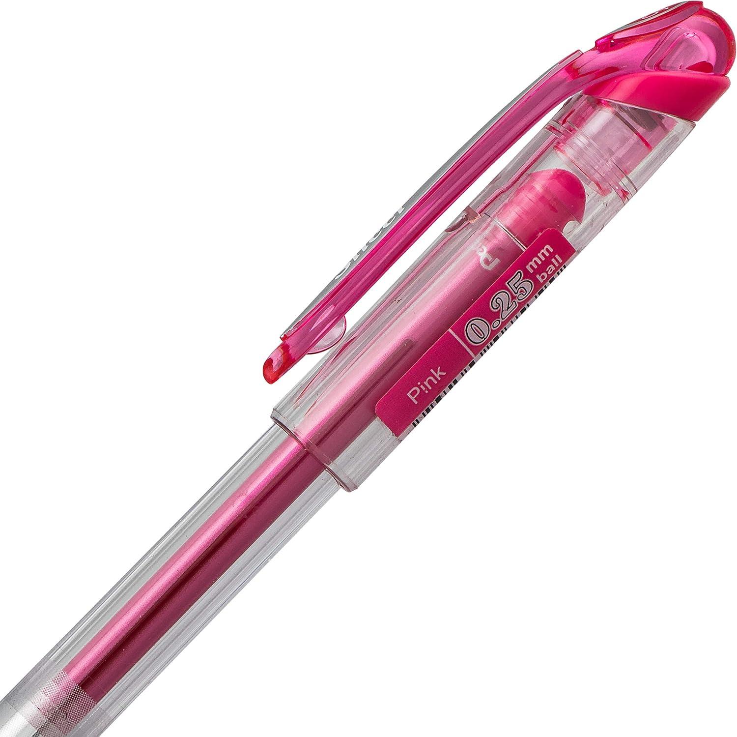 image:imagePentel Arts Slicci 08mm Needle Tip Medium Gel Pen Silver Metallic Ink BG208Z 12 PackPink