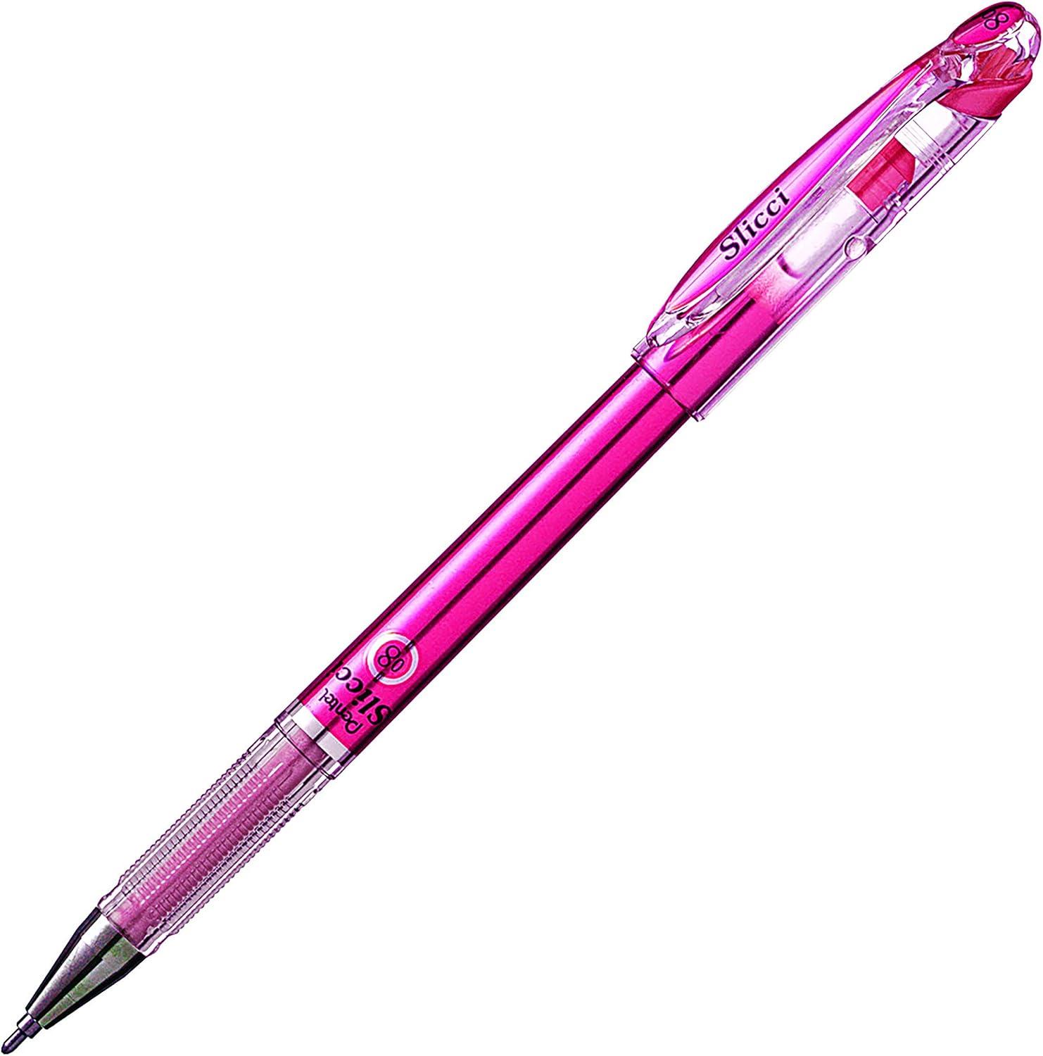 image:imagePentel Arts Slicci 08mm Needle Tip Medium Gel Pen Silver Metallic Ink BG208Z 12 PackRed