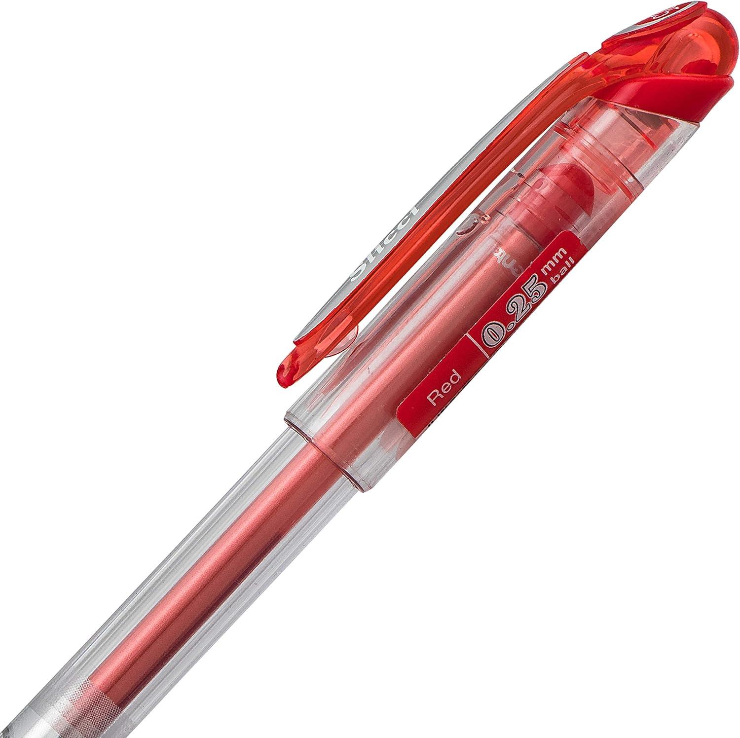 image:imagePentel Arts Slicci 08mm Needle Tip Medium Gel Pen Silver Metallic Ink BG208Z 12 PackRed