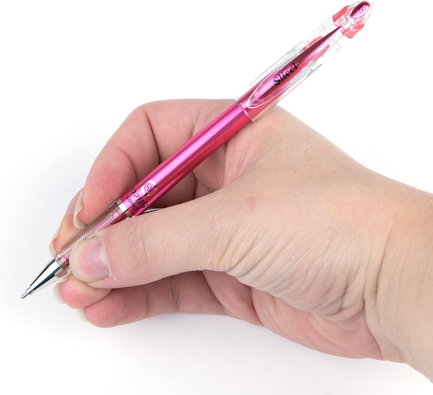 image:imagePentel Arts Slicci 08mm Needle Tip Medium Gel Pen Silver Metallic Ink BG208Z 12 PackRed