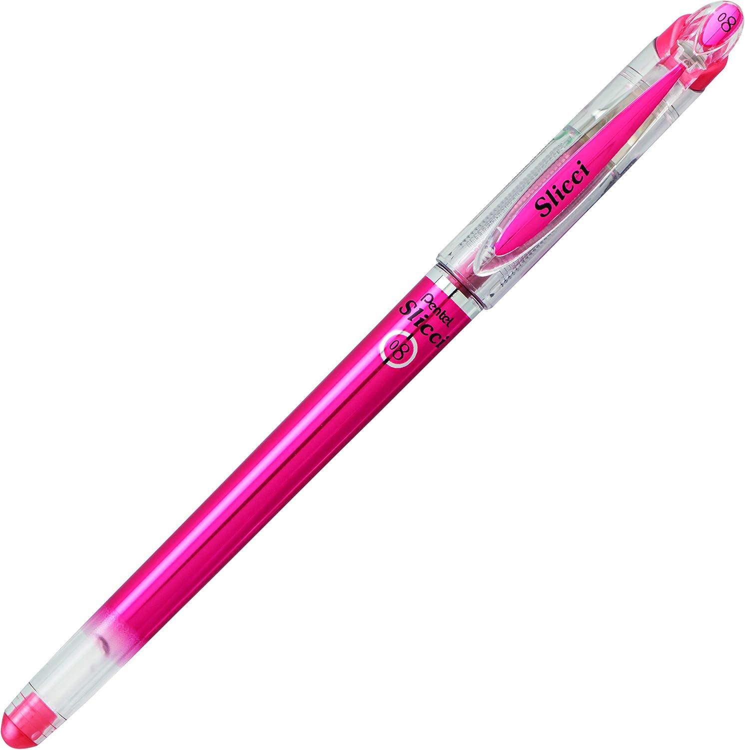 image:imagePentel Arts Slicci 08mm Needle Tip Medium Gel Pen Silver Metallic Ink BG208Z 12 PackRed