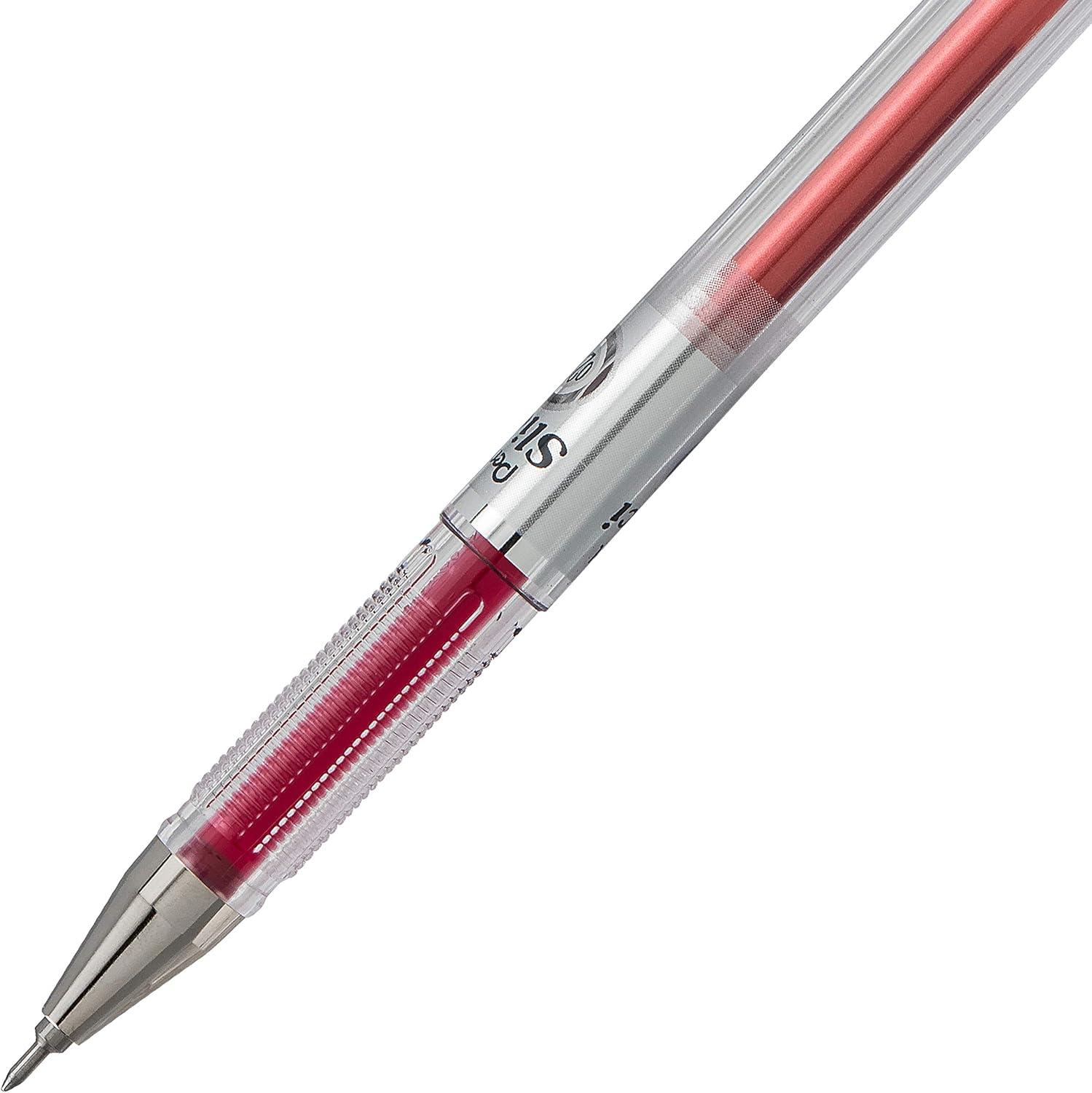 image:imagePentel Arts Slicci 08mm Needle Tip Medium Gel Pen Silver Metallic Ink BG208Z 12 PackRed