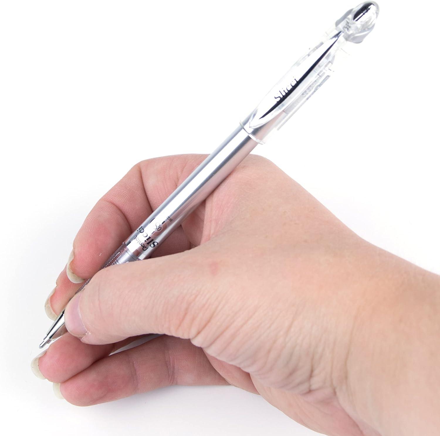 image:imagePentel Arts Slicci 08mm Needle Tip Medium Gel Pen Silver Metallic Ink BG208Z 12 PackSilver