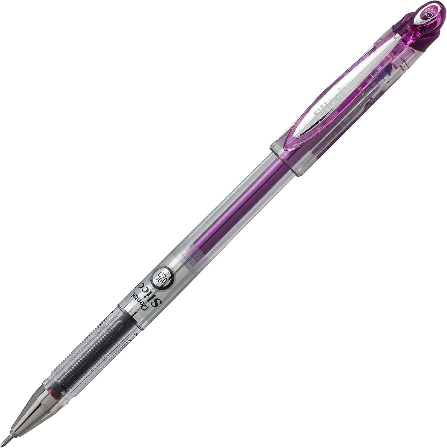 image:imagePentel Arts Slicci 08mm Needle Tip Medium Gel Pen Silver Metallic Ink BG208Z 12 PackViolet