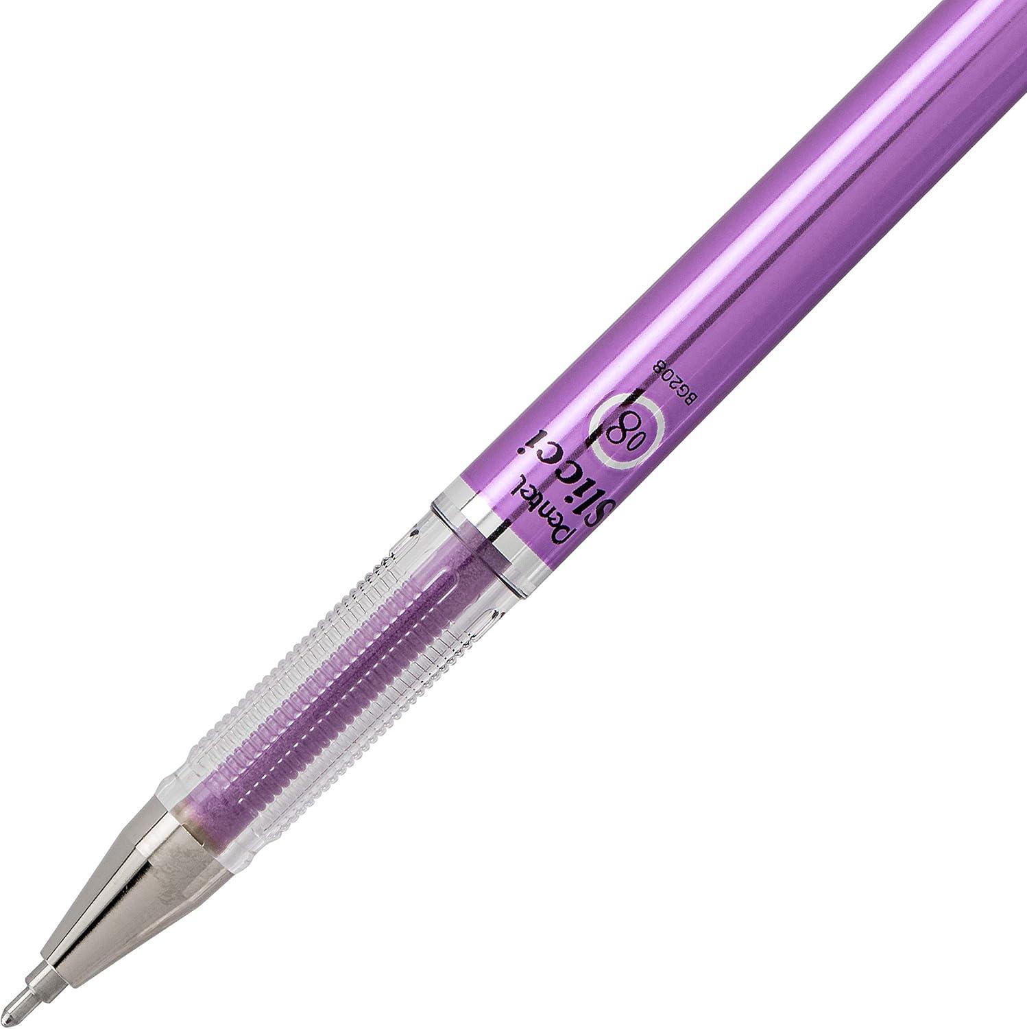 image:imagePentel Arts Slicci 08mm Needle Tip Medium Gel Pen Silver Metallic Ink BG208Z 12 PackViolet