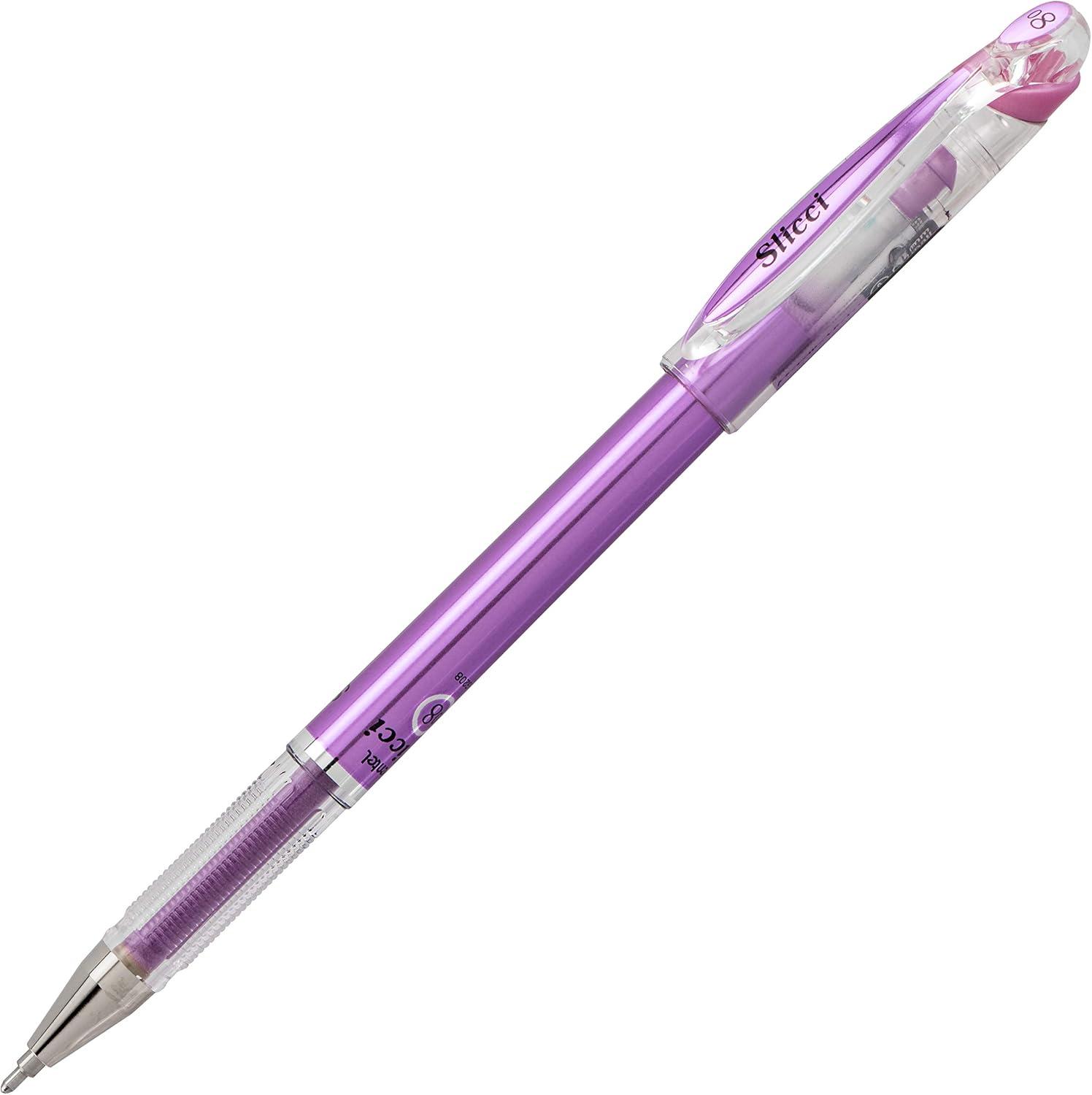 image:imagePentel Arts Slicci 08mm Needle Tip Medium Gel Pen Silver Metallic Ink BG208Z 12 PackViolet