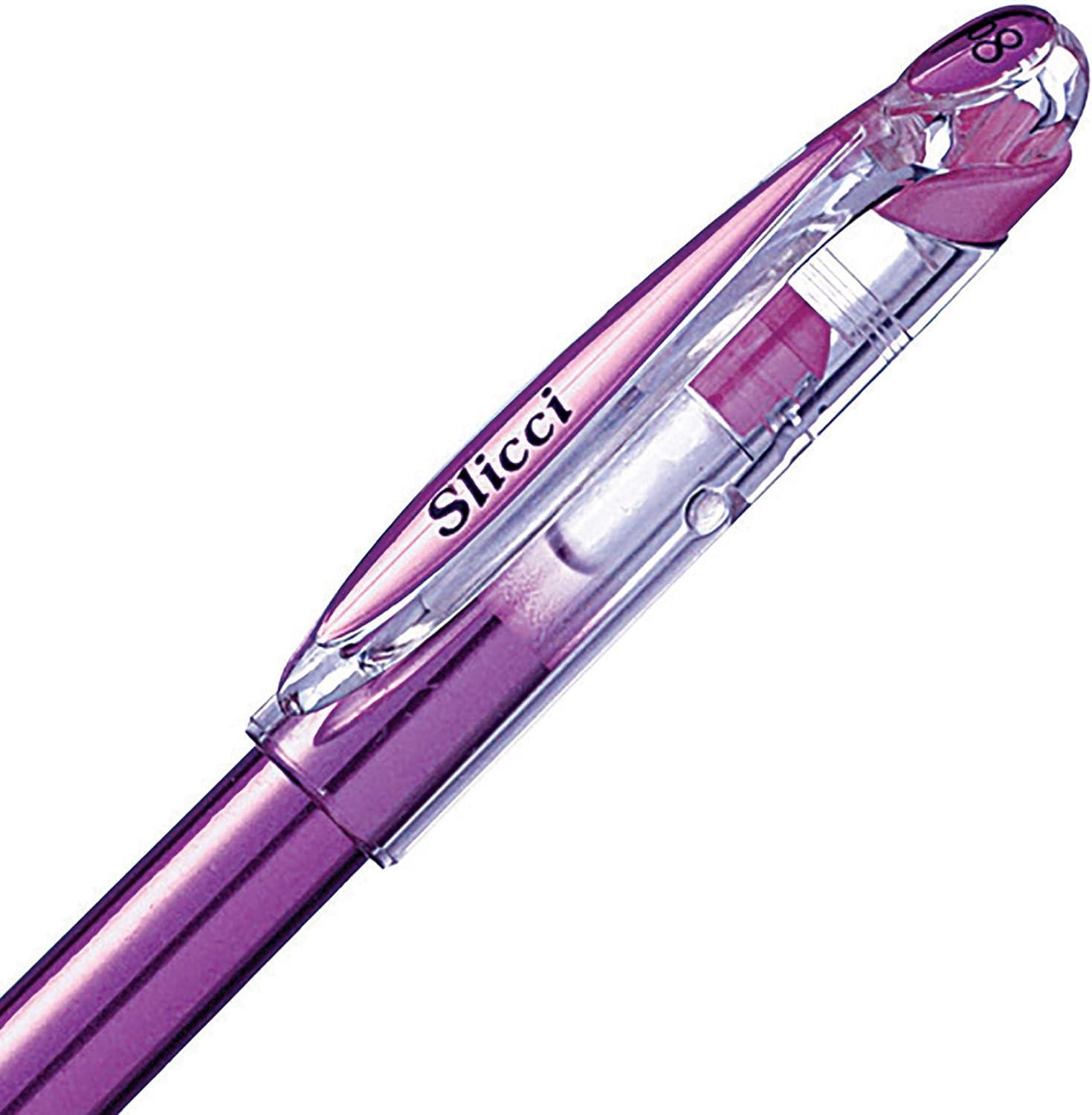 image:imagePentel Arts Slicci 08mm Needle Tip Medium Gel Pen Silver Metallic Ink BG208Z 12 PackViolet