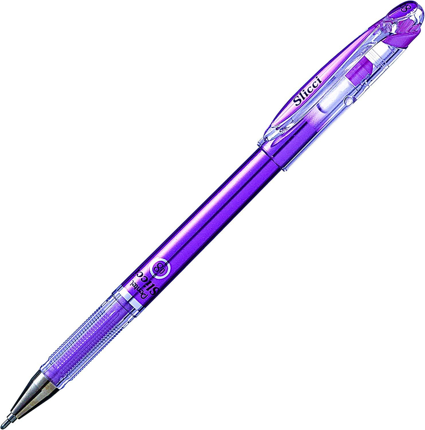 image:imagePentel Arts Slicci 08mm Needle Tip Medium Gel Pen Silver Metallic Ink BG208Z 12 PackViolet