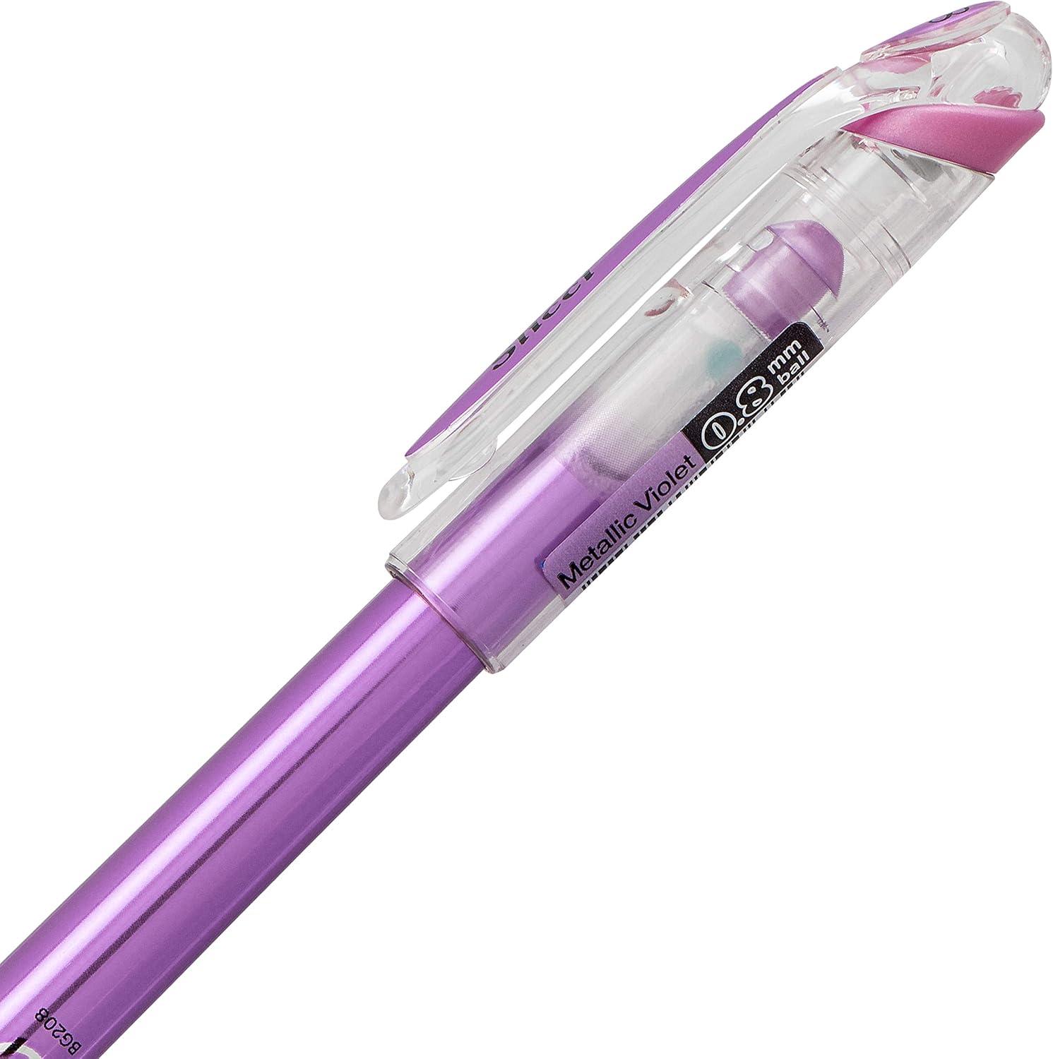 image:imagePentel Arts Slicci 08mm Needle Tip Medium Gel Pen Silver Metallic Ink BG208Z 12 PackViolet