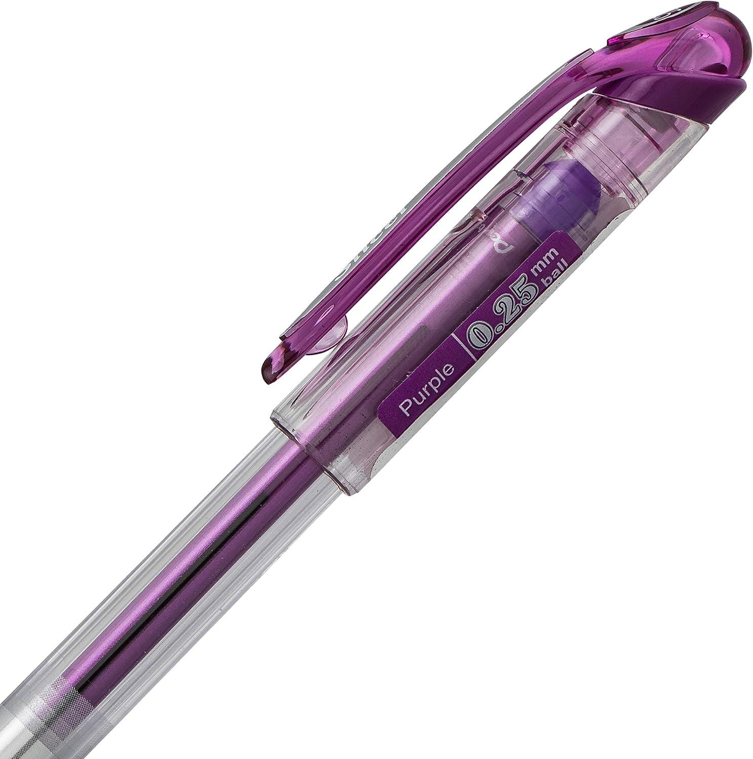 image:imagePentel Arts Slicci 08mm Needle Tip Medium Gel Pen Silver Metallic Ink BG208Z 12 PackViolet