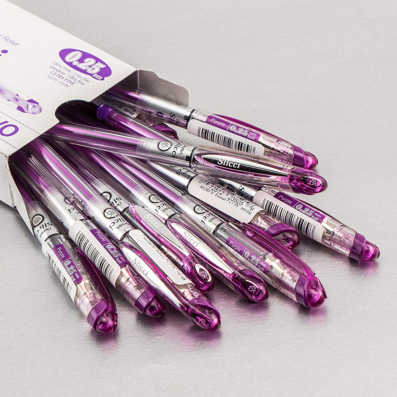 image:imagePentel Arts Slicci 08mm Needle Tip Medium Gel Pen Silver Metallic Ink BG208Z 12 PackViolet